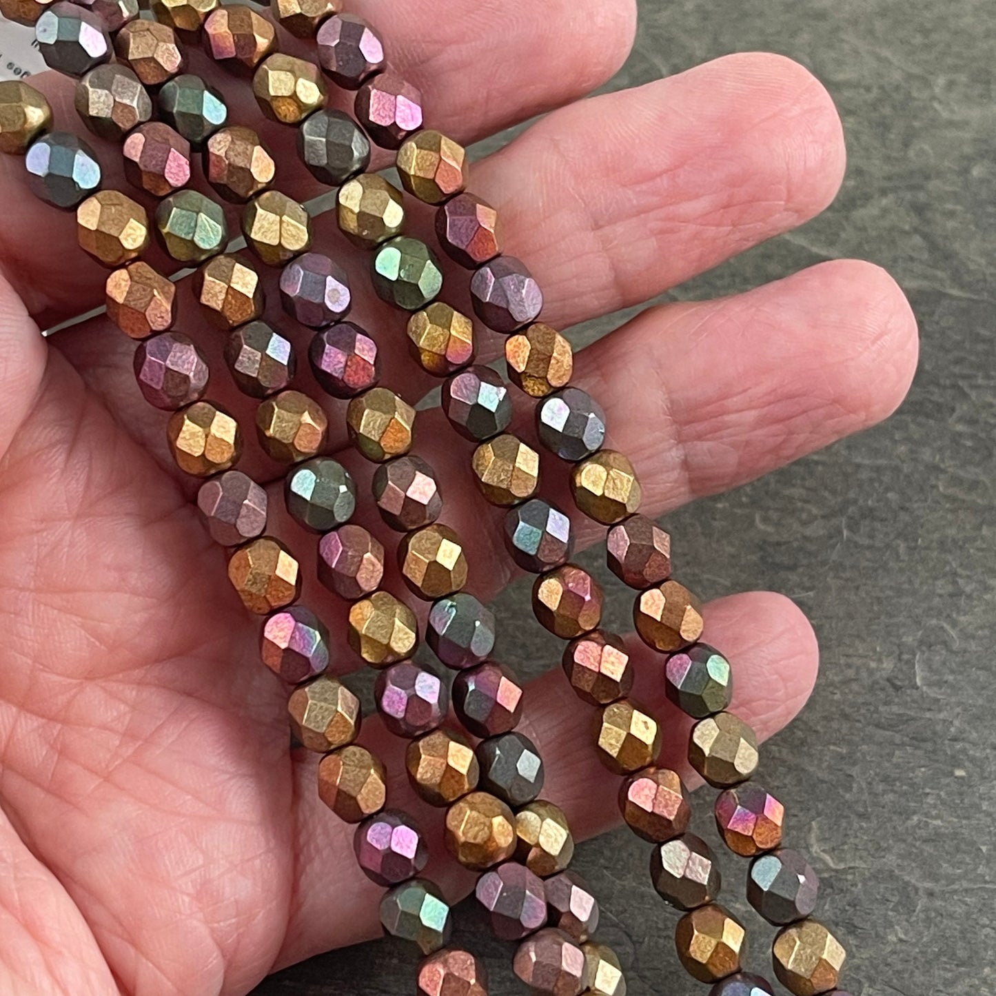 Jeweltone Metallic Beads, Czech Glass Matte Metallic Beads, 6mm Matte Metallic Faceted Round Beads (FP6/SM-K0164) * Qty. 25