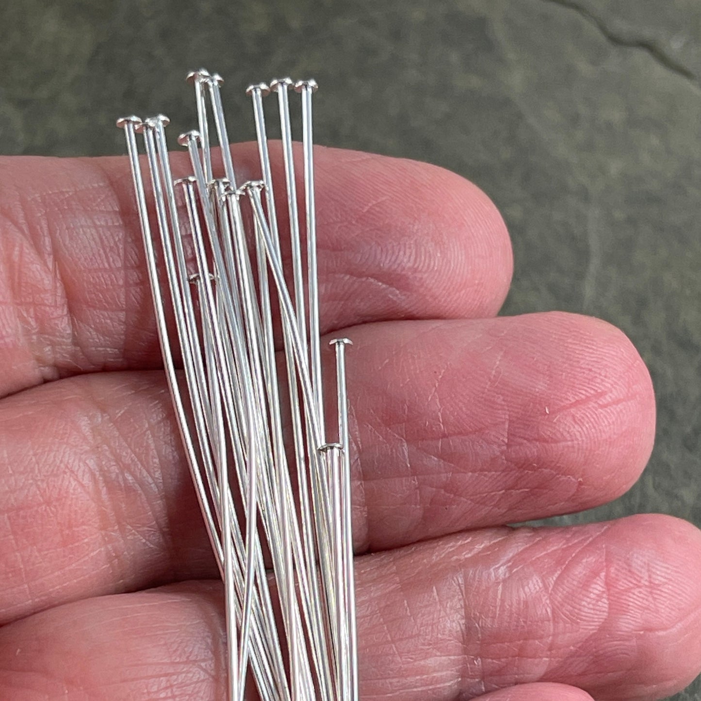 Silver Headpins 2" Silver Head Pins 21 Gauge Flat Head Flat Headpins Silver Plated Brass Head Pins (5408) *