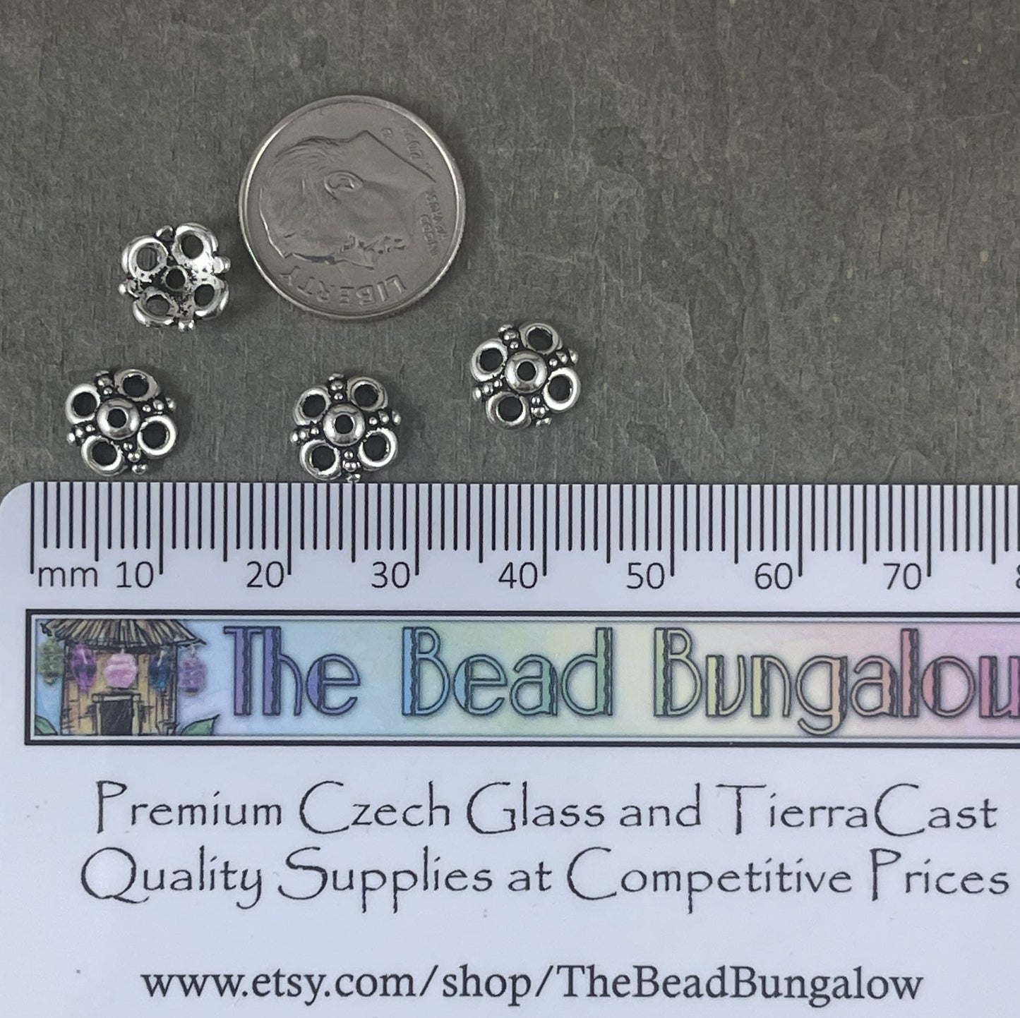 9mm Antiqued Silver Bead Caps by TierraCast ~ 9mm Clover Bead Caps ~ Open Petal Bead Caps (TC/5605-12) * Qty. 4