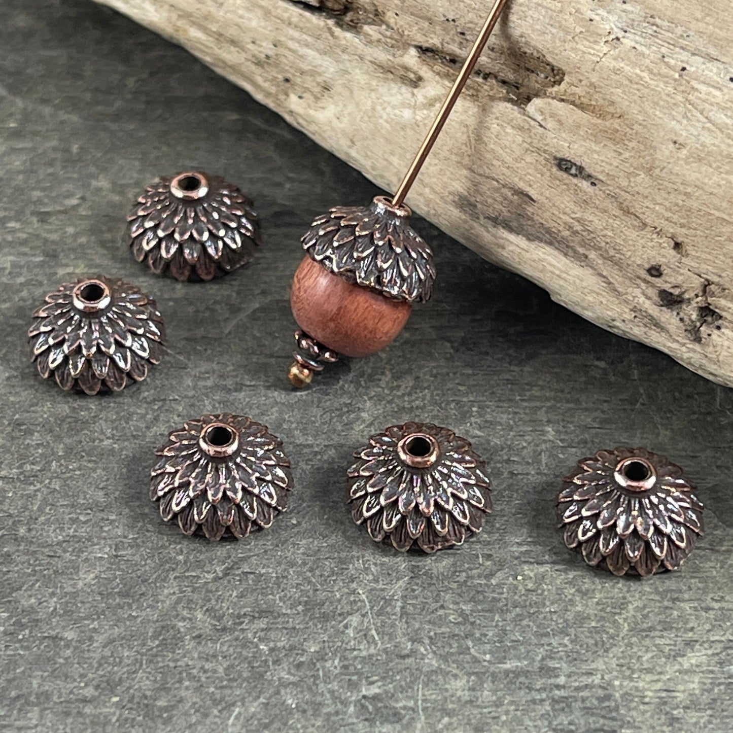TierraCast 8mm Antiqued Copper Acorn Bead Caps, Woodland Collection (PF/930-87) * Qty. 6