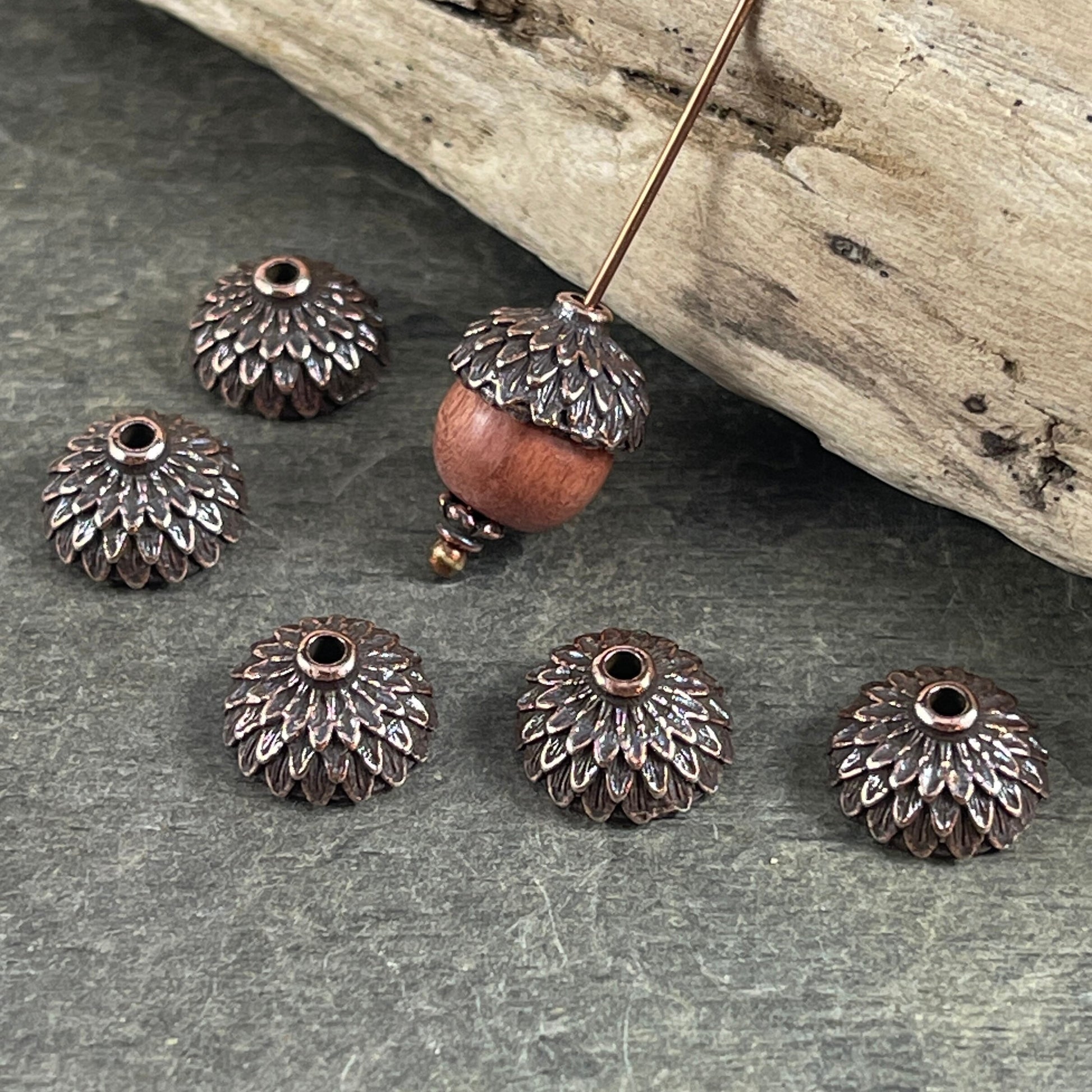 TierraCast 8mm Antiqued Copper Acorn Bead Caps, Woodland Collection (PF/930-87) * Qty. 6