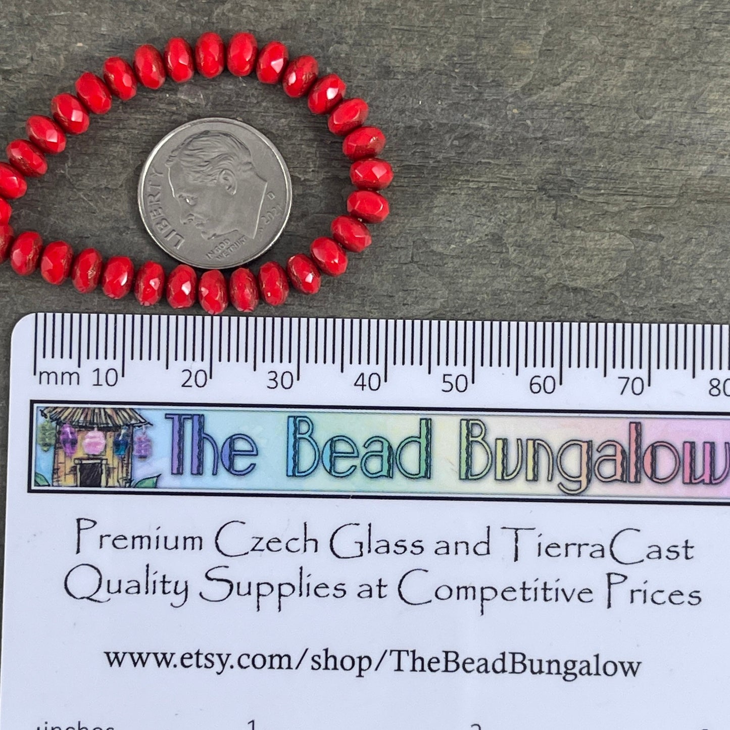 Czech Glass Beads - 5x3mm Faceted Rondelle, Opaque Bright Red Glass with Bronze Picasso (R5/N-0147) * Qty. 30