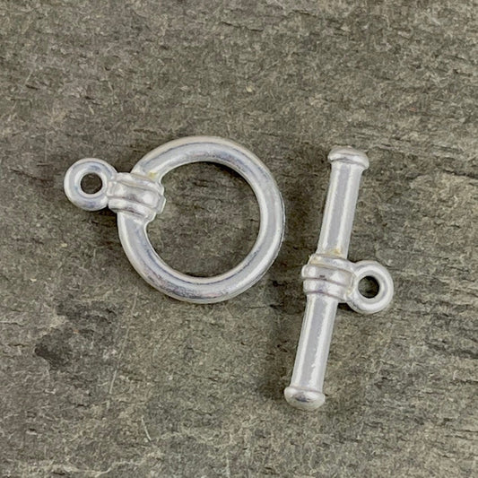 TierraCast Bright Silver Toggle Clasp ~ Simple Bar and Ring 12mm Fine Silver Plated Toggle Clasp (TC/6016-11) * Qty. 1