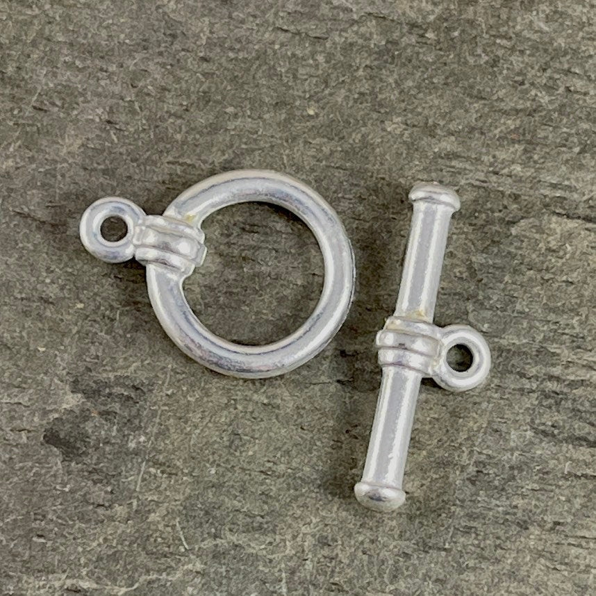 TierraCast Bright Silver Toggle Clasp, Simple Bar and Ring 12mm Fine Silver Plated Toggle Clasp (TC/6016-11) * Qty. 2