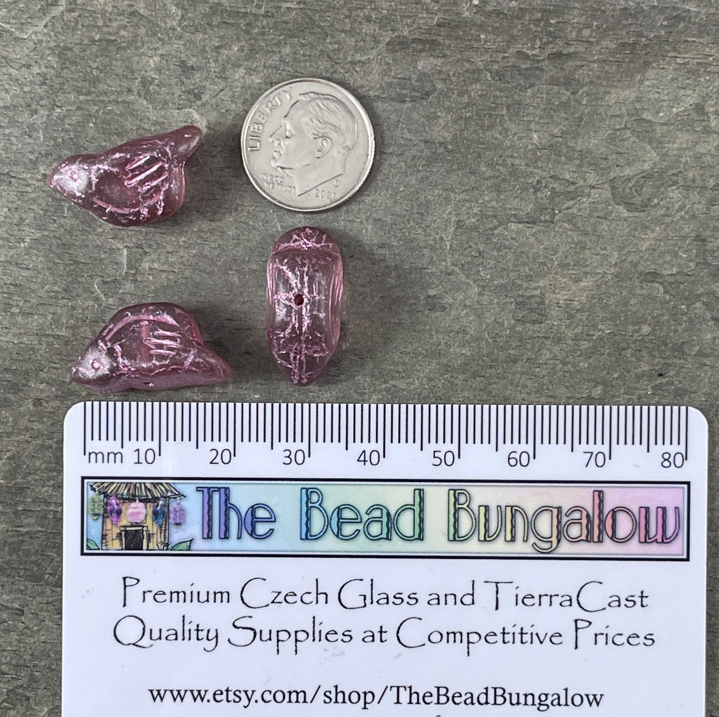 Czech Glass Beads Matte Rosewood with Pink Wash Nature Theme Beads Bird Focal Beads 11x22mm Chunky Bird Beads (N-1614) - Qty. 2