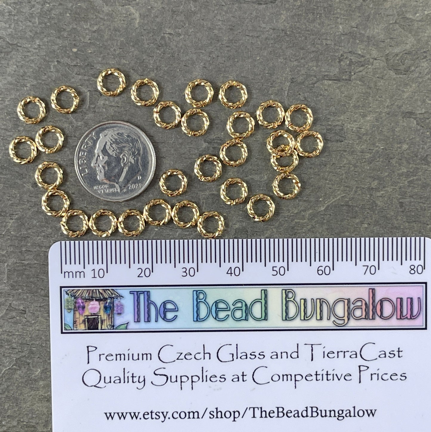 6mm Twisted Jump Rings, 16g Open, Gold Plated Brass (FMG/5038) * Qty. 100