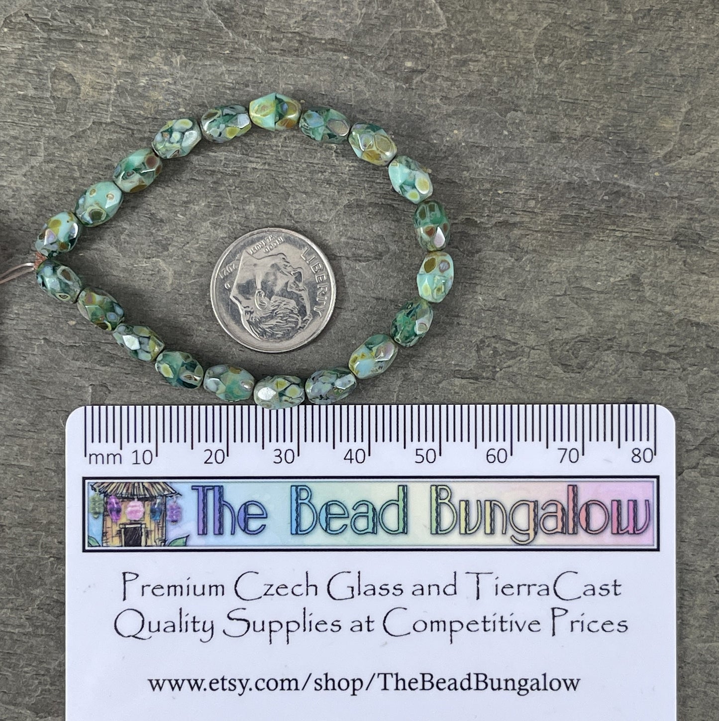 Czech Glass - 7x5mm Faceted Oval, Turquoise, Capri Blue and Emerald Green with Picasso Finish (FOV/N-0601) * Qty. 20