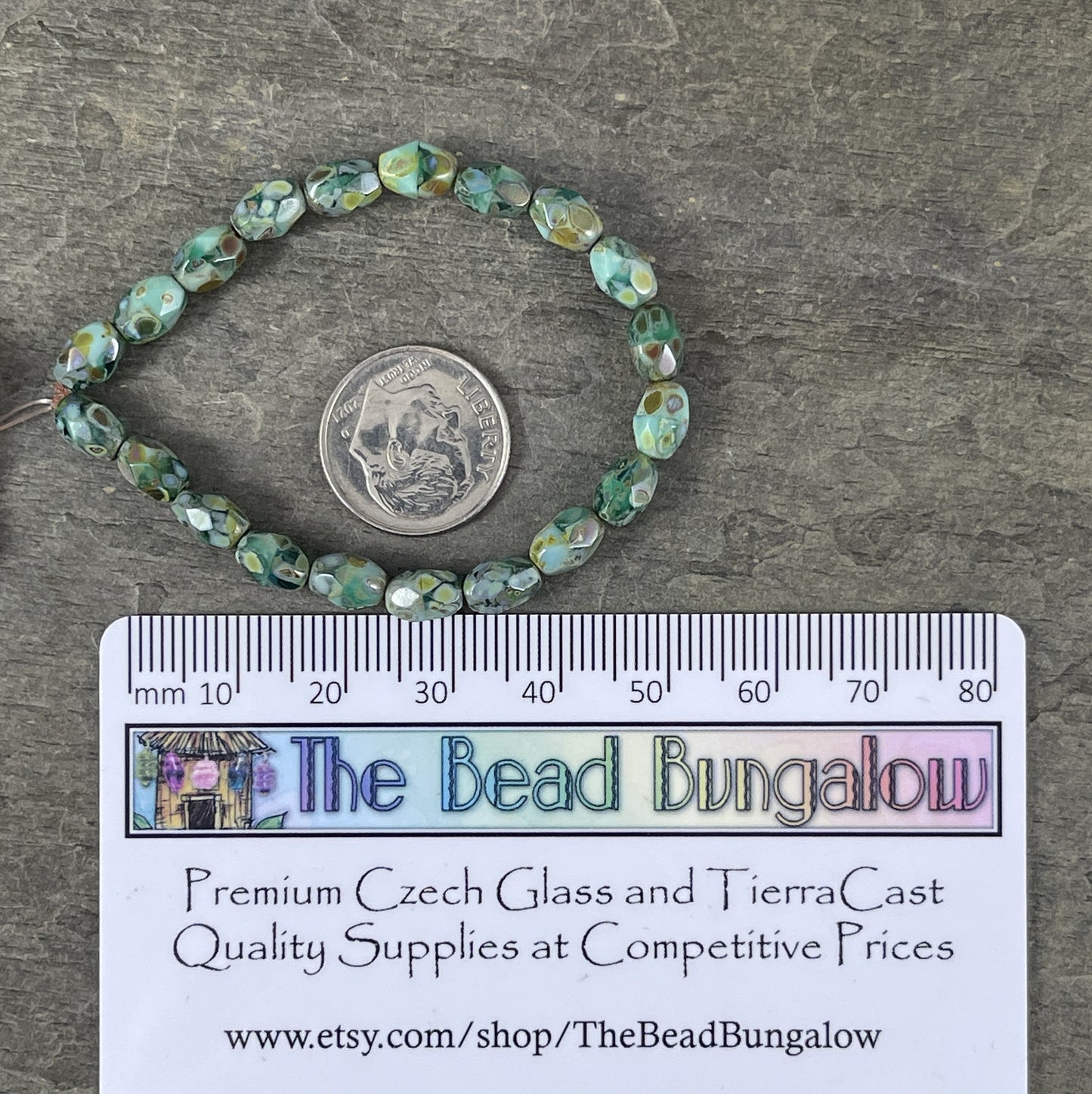Czech Glass - 7x5mm Faceted Oval, Turquoise, Capri Blue and Emerald Green with Picasso Finish (FOV/N-0601) * Qty. 20