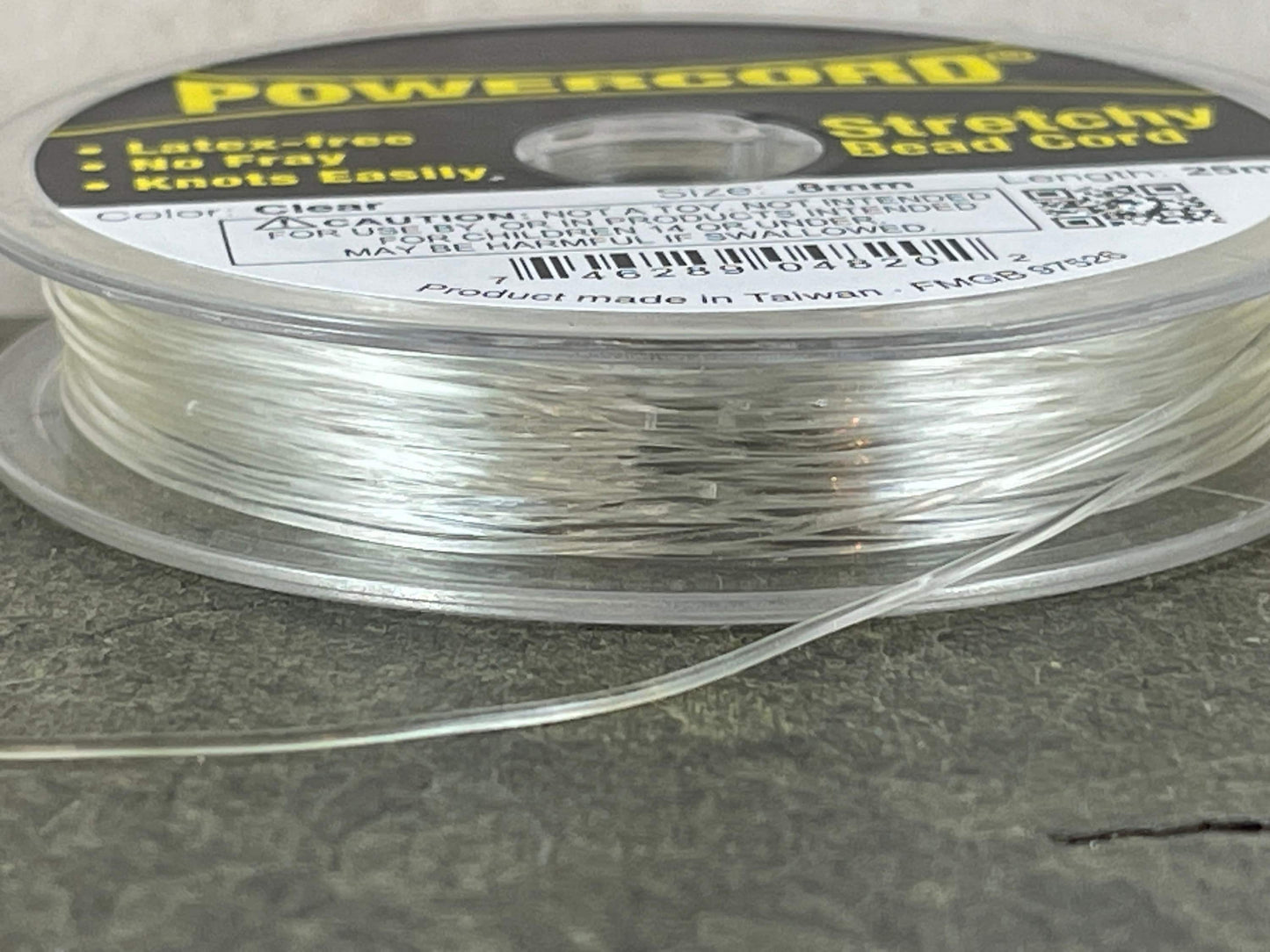 PowerCord Beading Elastic - .8mm thickness, Clear (1695) - 25 meters/roll * Qty. 1