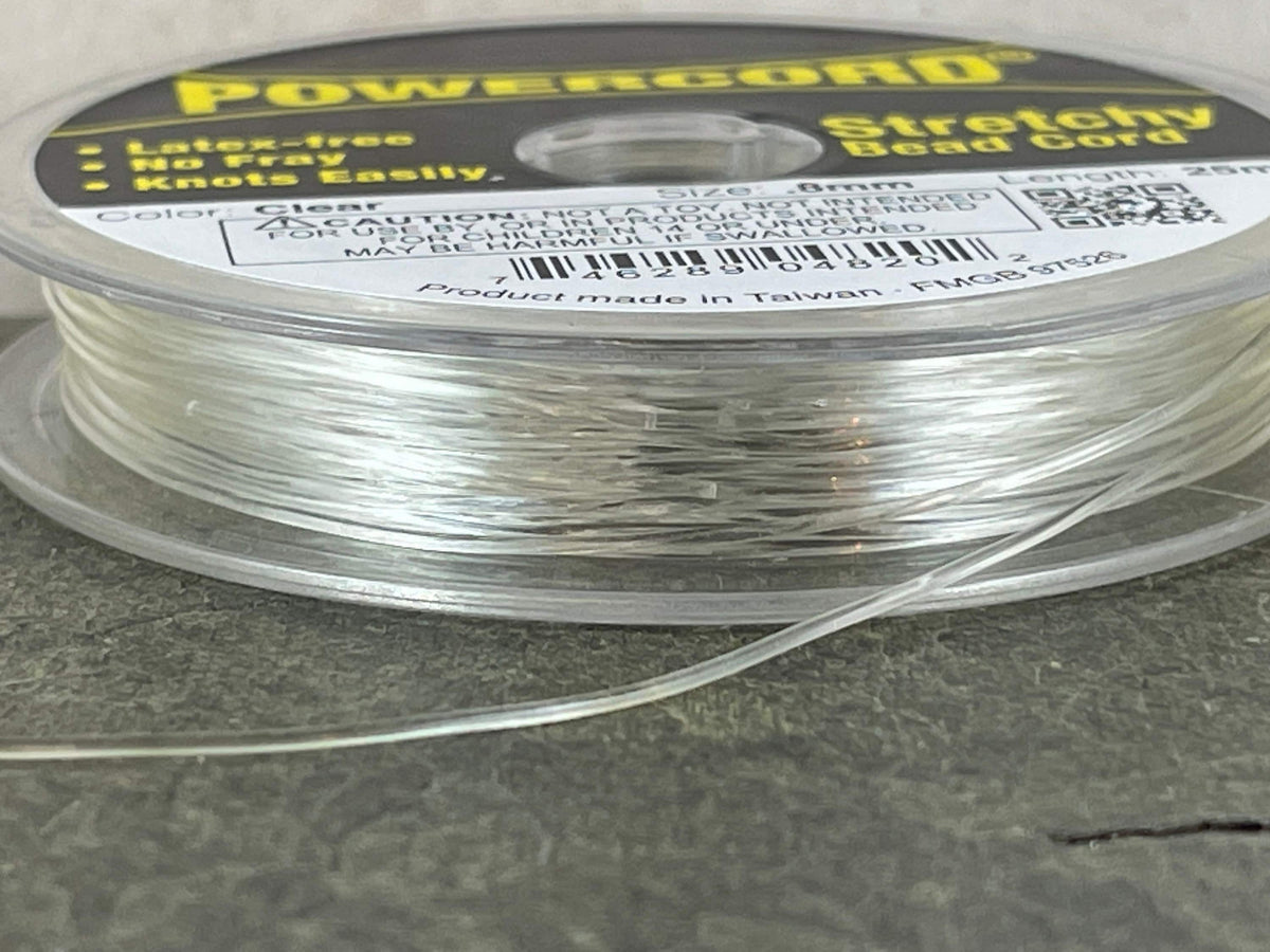 PowerCord Beading Elastic - .8mm thickness, Clear (1695) - 25 meters/roll * Qty. 1