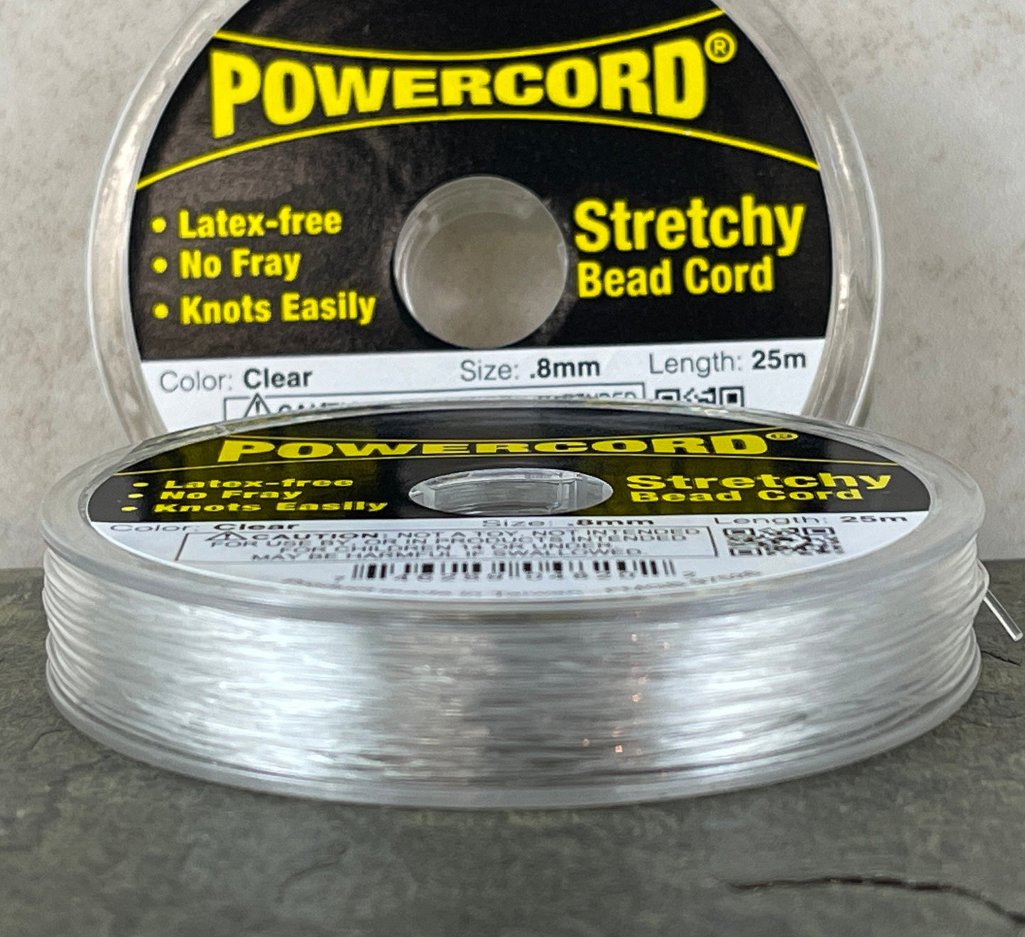 PowerCord Beading Elastic - .8mm thickness, Clear (1695) - 25 meters/roll * Qty. 1