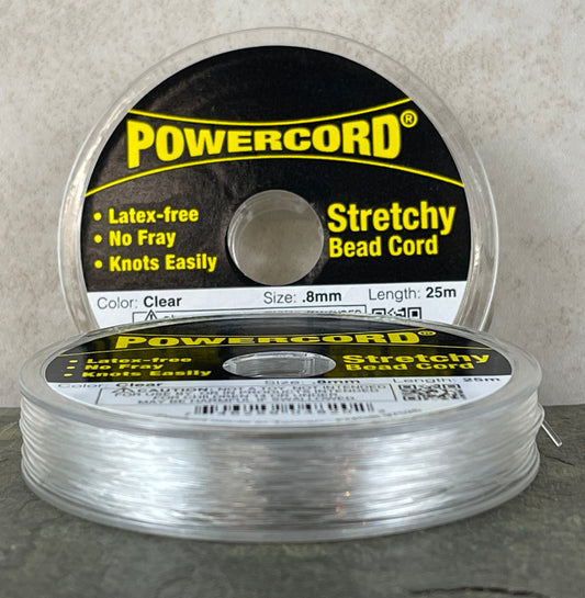 PowerCord Beading Elastic - .8mm thickness, Clear (1695) - 25 meters/roll * Qty. 1