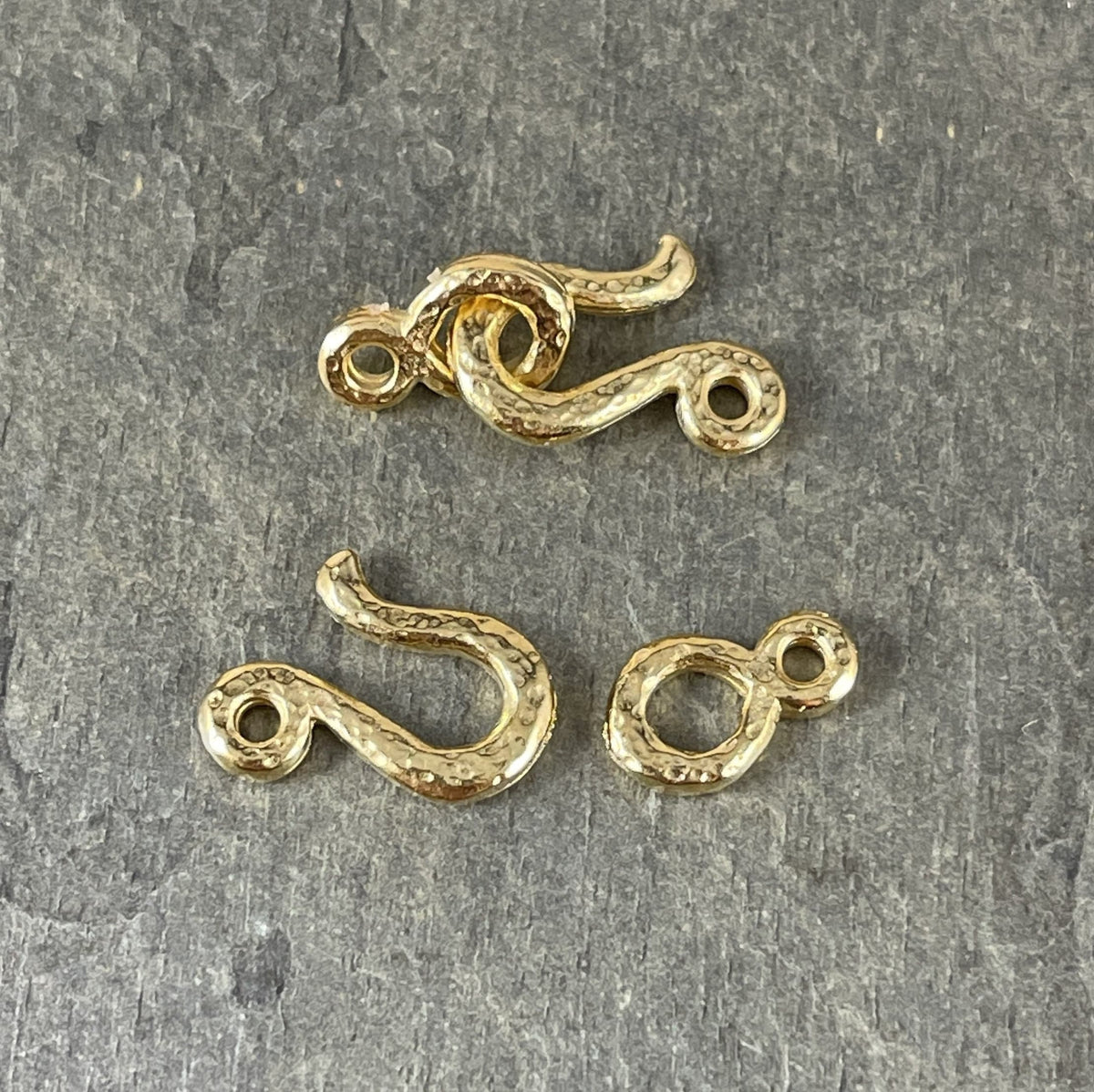 TierraCast Hook and Eye Clasp, 24k Gold Plated Pewter, Nickel Free (PF/977-12) * Qty. 3