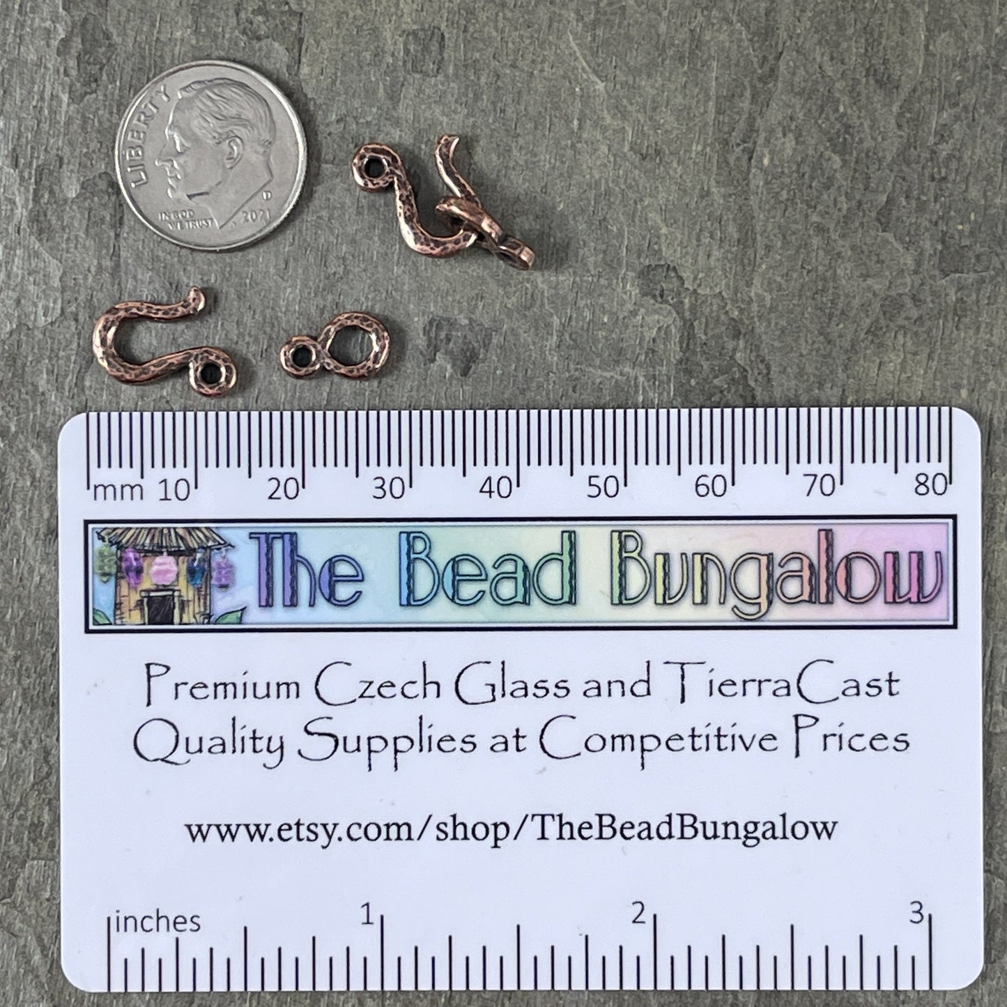 NEW TierraCast Hammered Clasp Set, Antiqued Copper Hook and Eye Clasp (PF/977-87) * Qty. 3