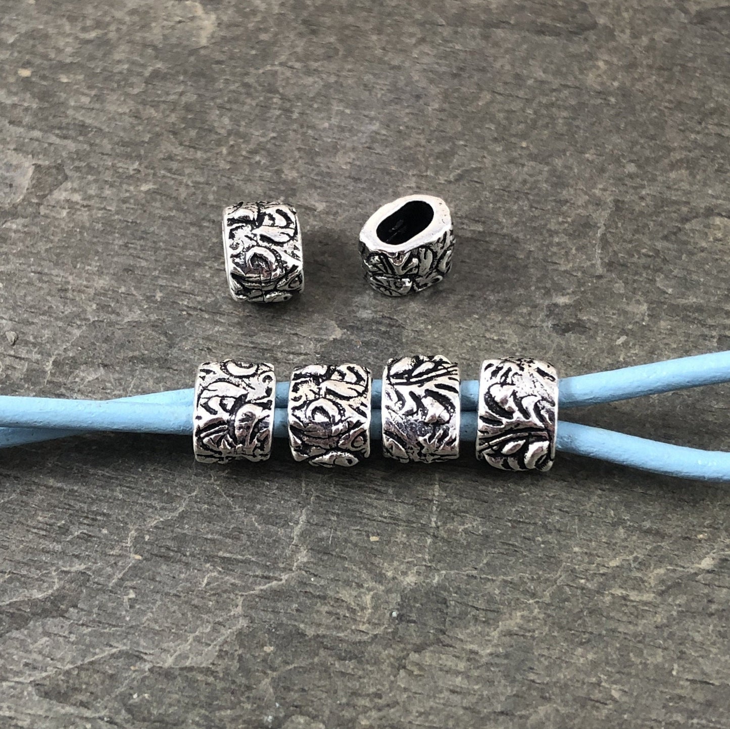 TierraCast Crimpable Large Hole Bead, Antiqued Silver Plated (PF/887-77) * Qty. 4