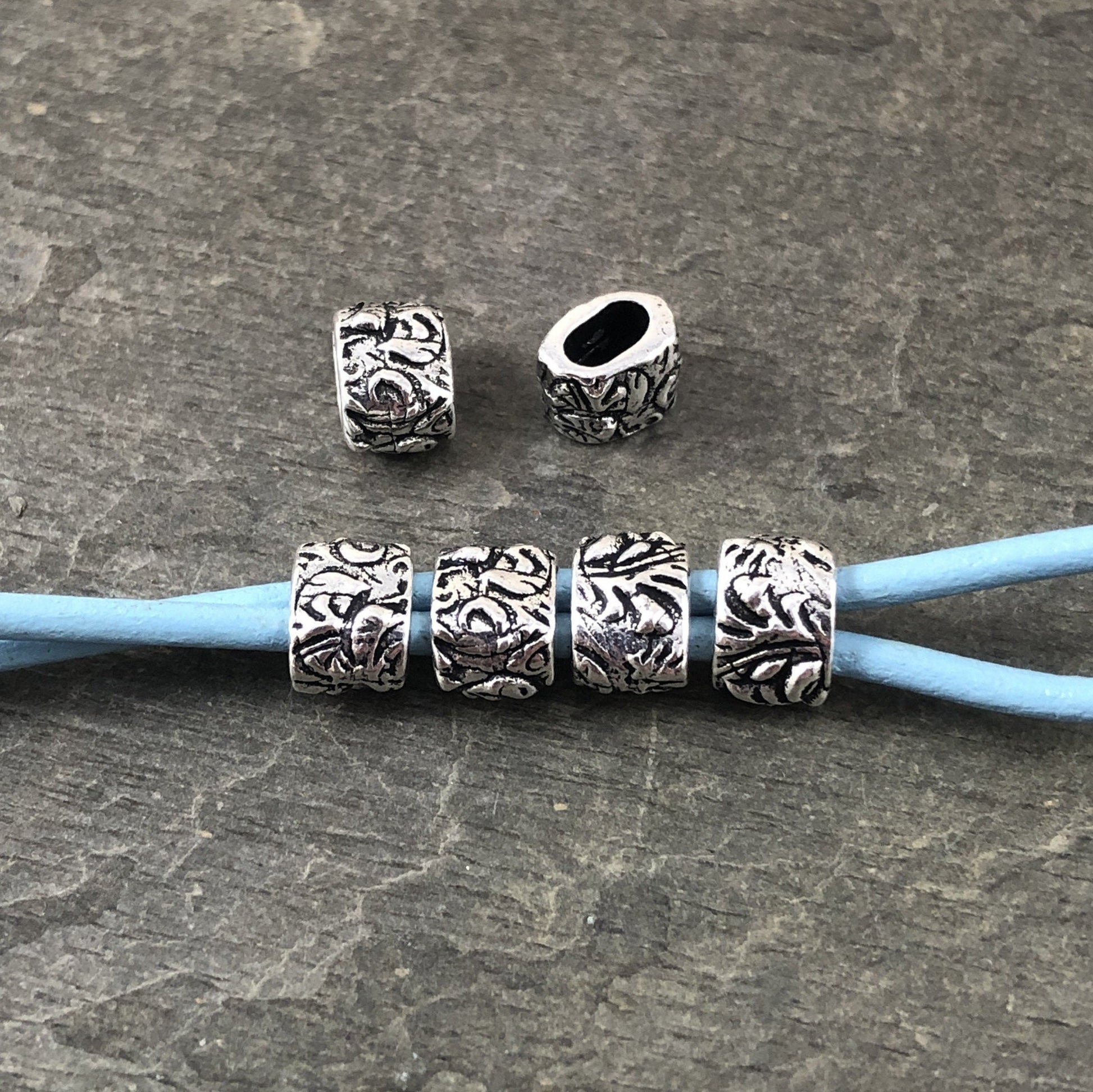 TierraCast Crimpable Large Hole Bead, Antiqued Silver Plated (PF/887-77) * Qty. 4