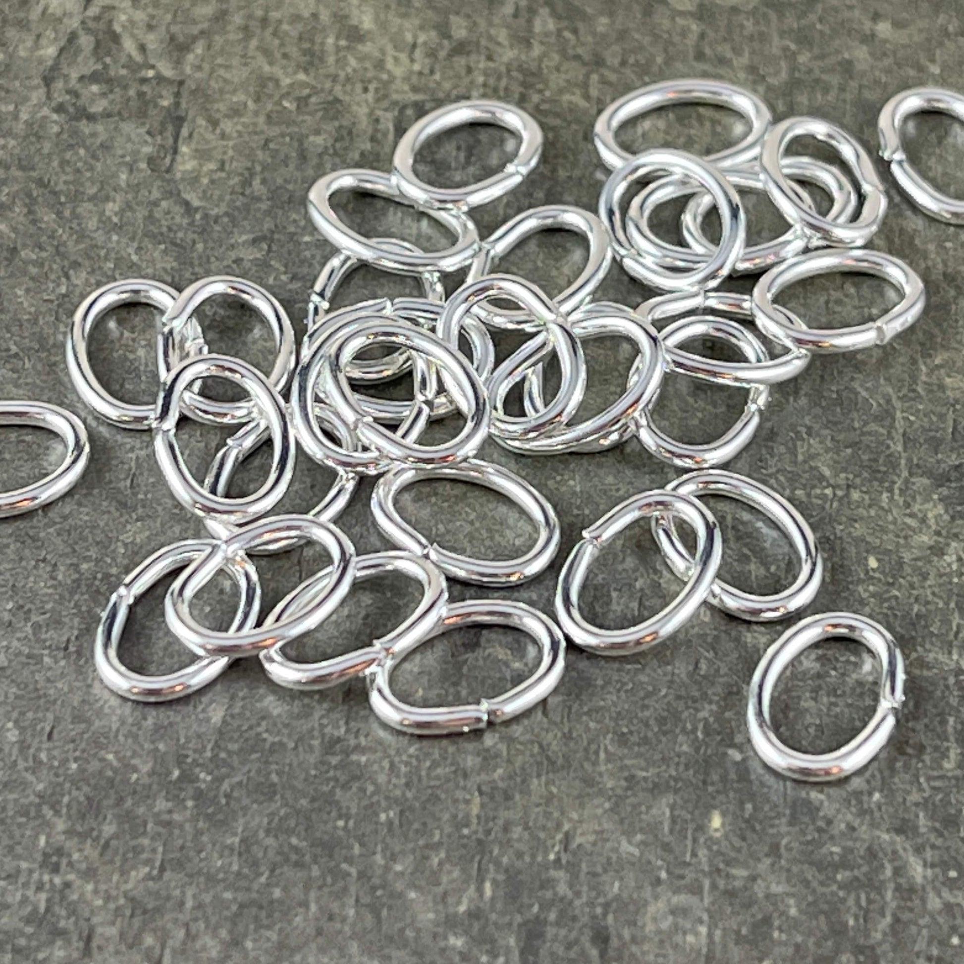8x6mm Oval Jump Rings, 18g Open, Silver Plated Brass (FMG/5061) * Qty. 100