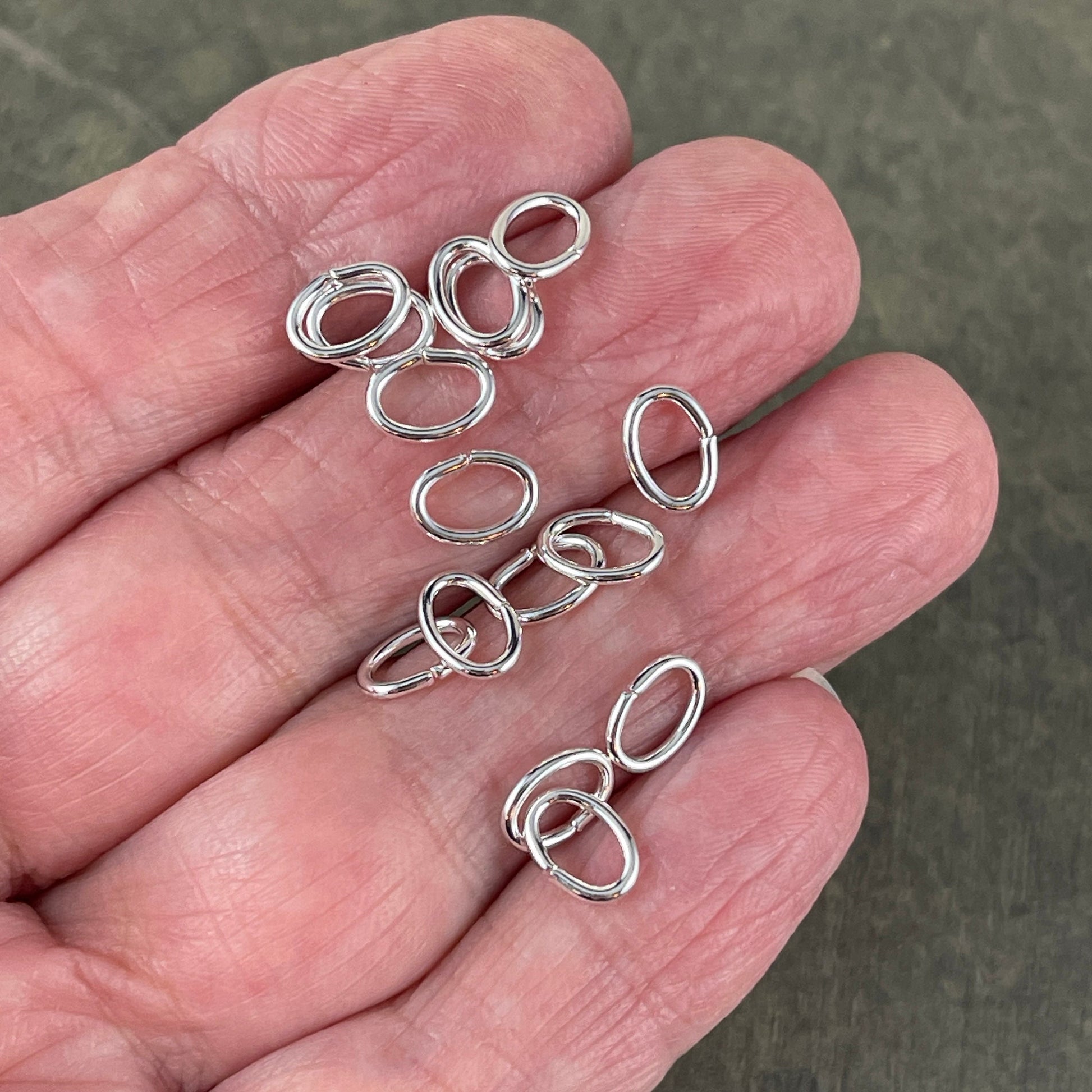 7x5mm Oval Jump Rings, 18g Open, Silver Plated Brass (FMG/5158) * Qty. 100