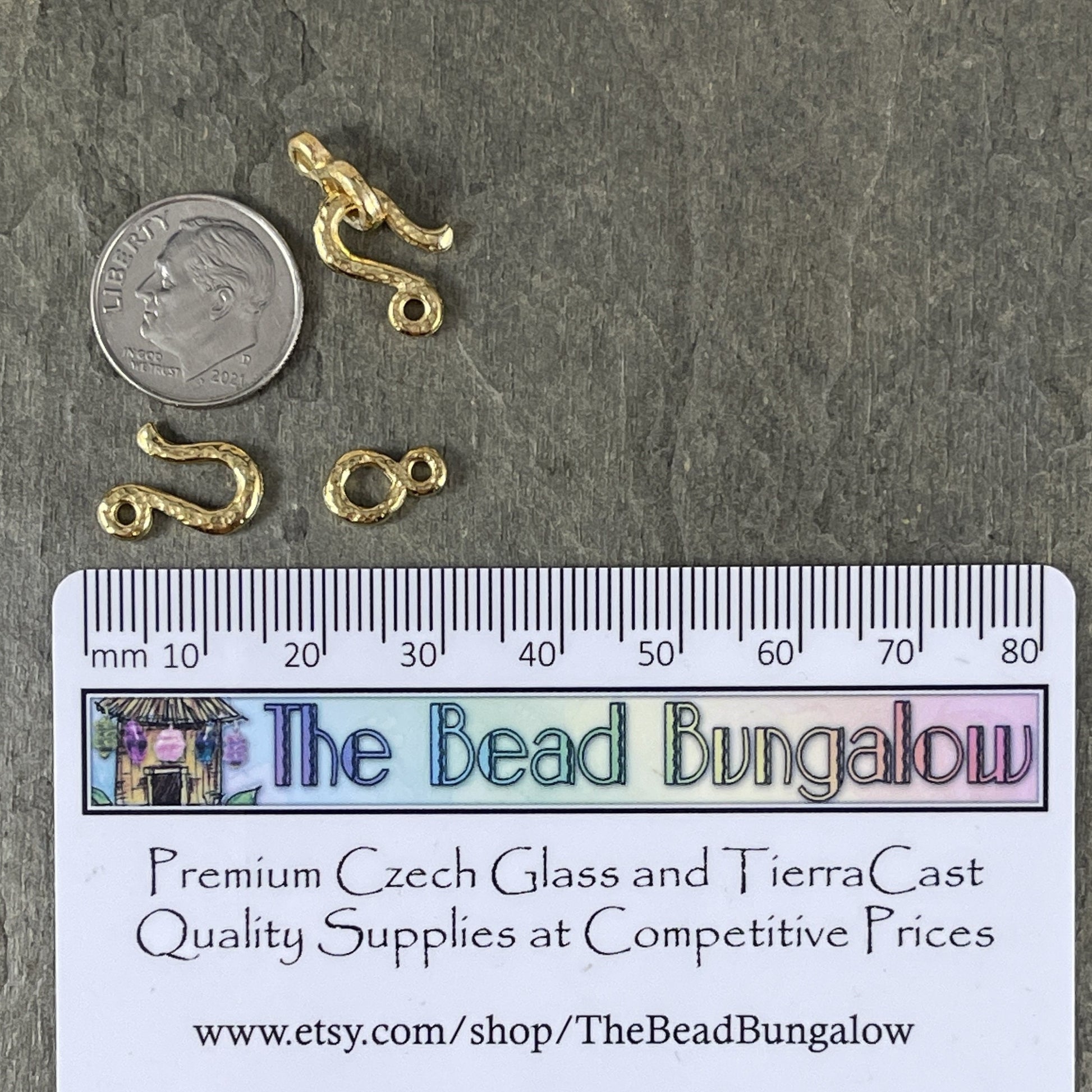 TierraCast Hook and Eye Clasp, 24k Gold Plated Pewter, Nickel Free (PF/977-12) * Qty. 5