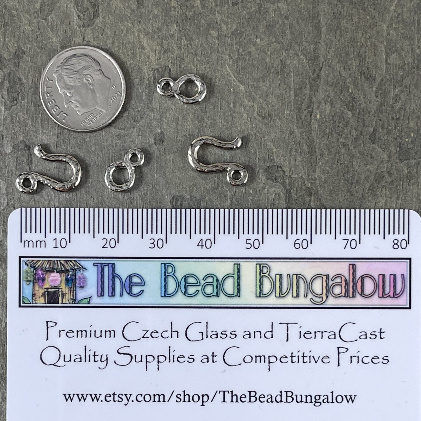 NEW TierraCast Hook Clasp, White Bronze Plated Pewter, Silver Hook and Eye Clasp (PF/997-28) * Qty. 3