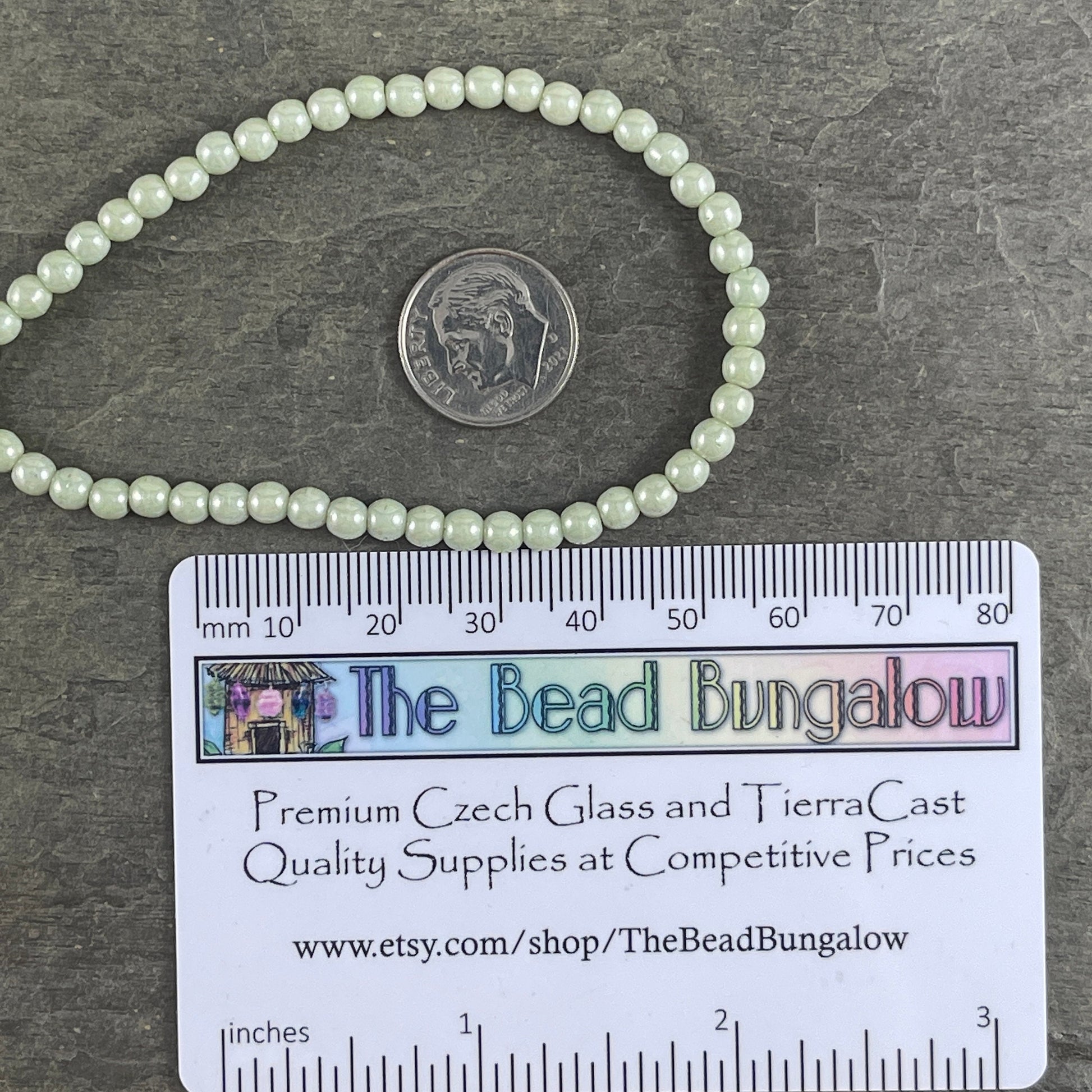 Light Green Czech Glass Beads Small Round Glass Beads Czech Beads 4mm Round Druk Beads Laurel Green (D4/N-020) * Qty. 50