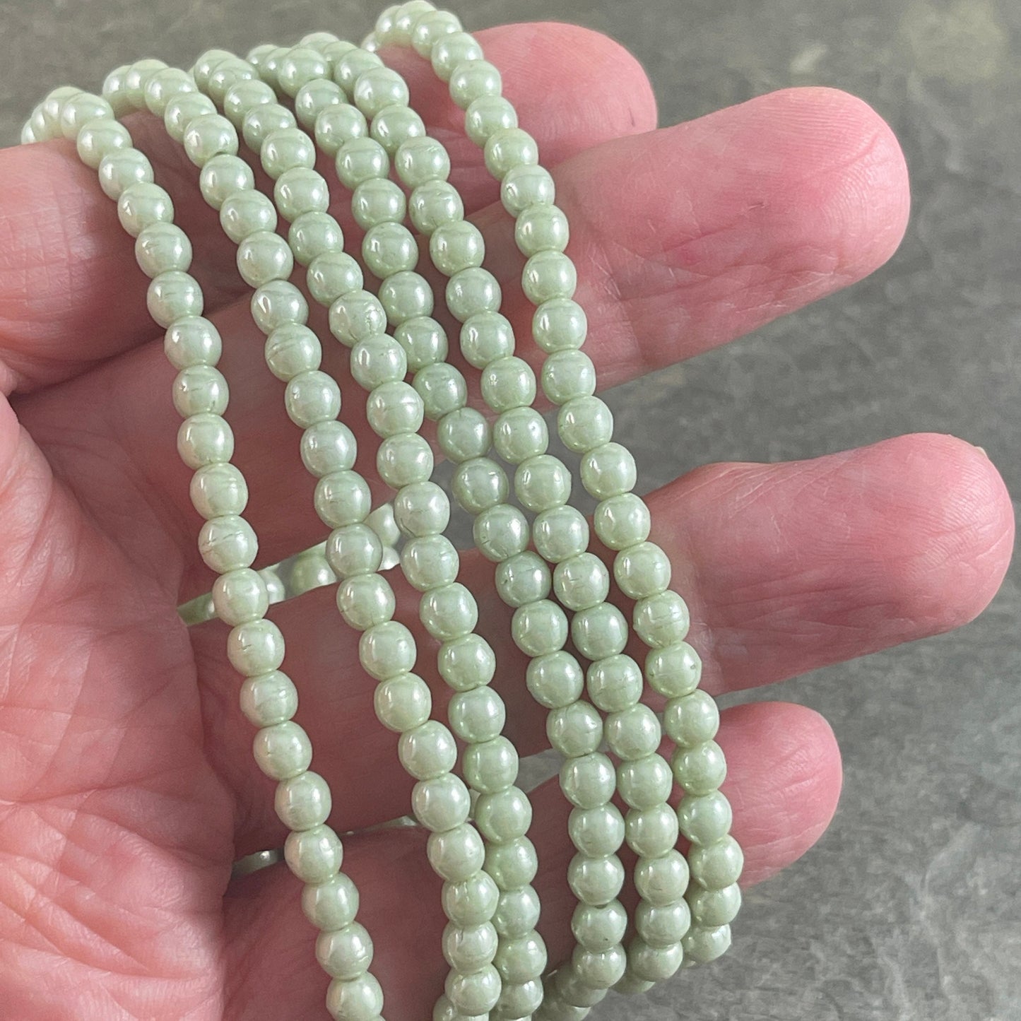 Light Green Czech Glass Beads Small Round Glass Beads Czech Beads 4mm Round Druk Beads Laurel Green (D4/N-020) * Qty. 50