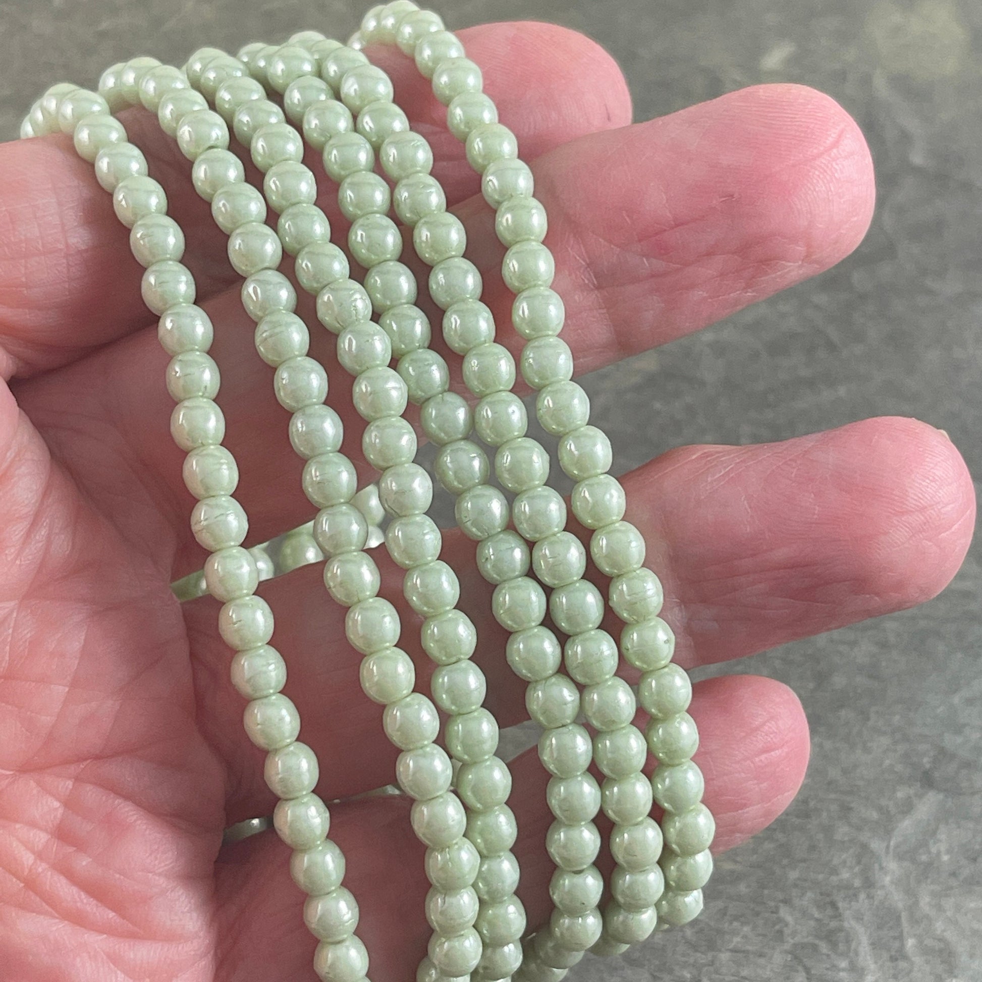 Light Green Czech Glass Beads Small Round Glass Beads Czech Beads 4mm Round Druk Beads Laurel Green (D4/N-020) * Qty. 50