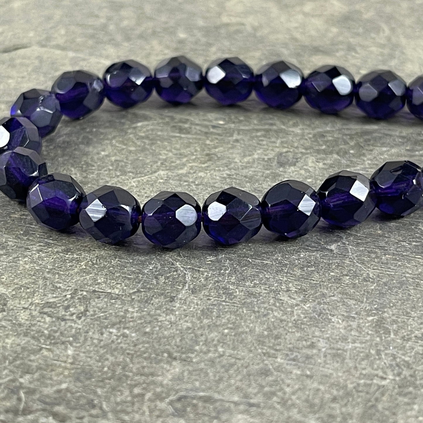 Dark Purple Glass Beads 8mm Tanzanite Faceted Round Czech Beads 8mm Czech Glass Beads - Tanzanite Glass Bead (FP8/DV) - Qty 25