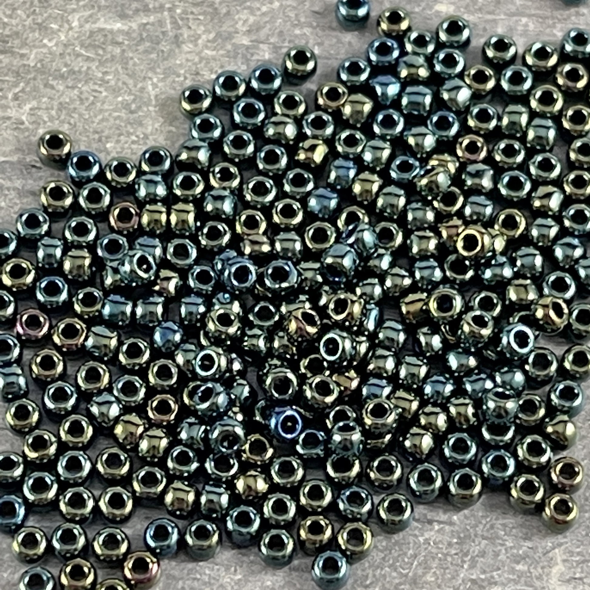 11/0 TOHO Seed Beads - 2mm Green Iris Seed Bead, Blue and Green Glass Beads (T388-84) * Qty. 15 grams