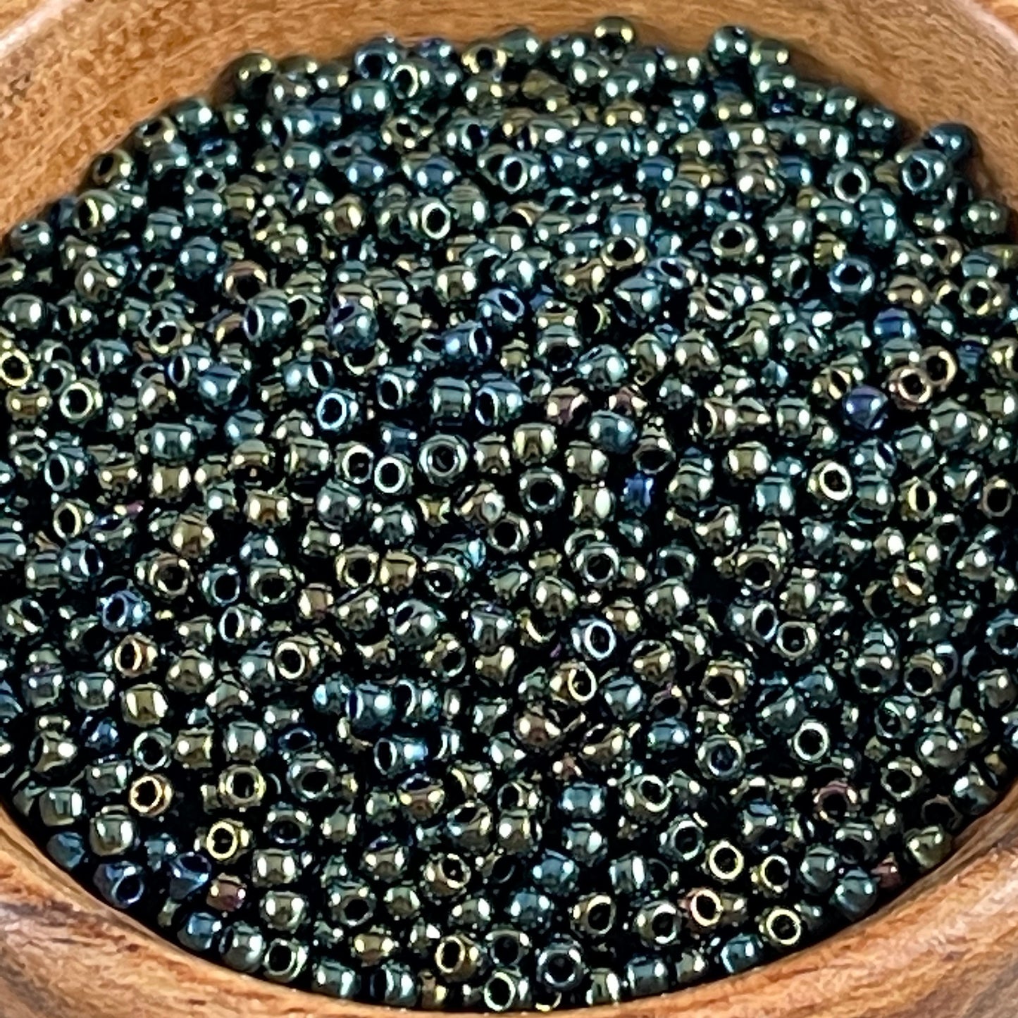 11/0 TOHO Seed Beads - 2mm Green Iris Seed Bead, Blue and Green Glass Beads (T388-84) * Qty. 15 grams