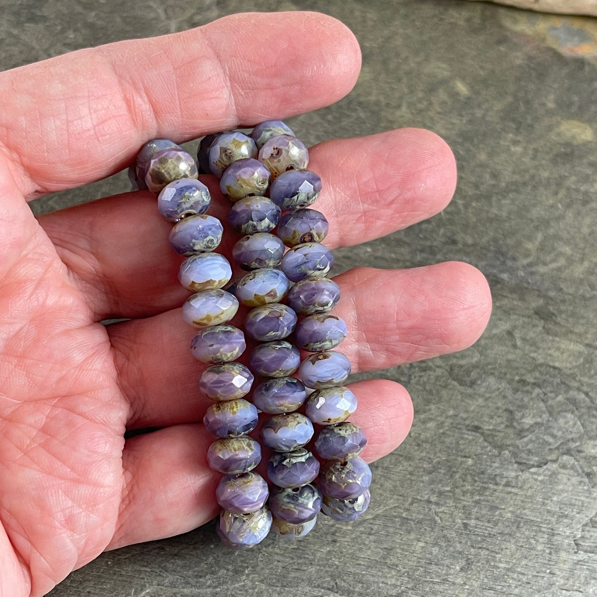 Purple Picasso Czech Glass Beads, 8x6mm Rondelle, Light Purple Lilac Picasso Beads (R8/RJ-2749) * Qty. 25