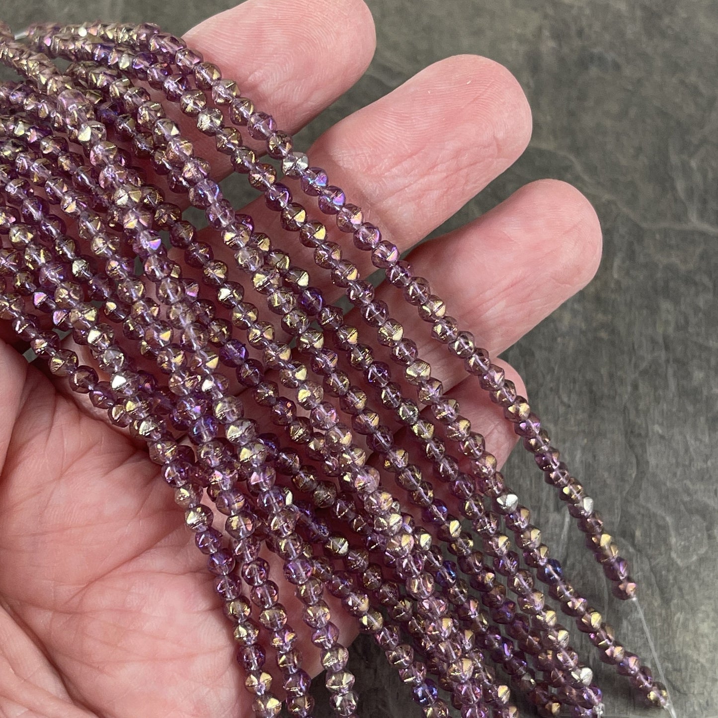 Czech Glass Beads - 3mm English Cut Beads, Purple Luster Beads (EC3/SM-LR2006) * Qty. 50