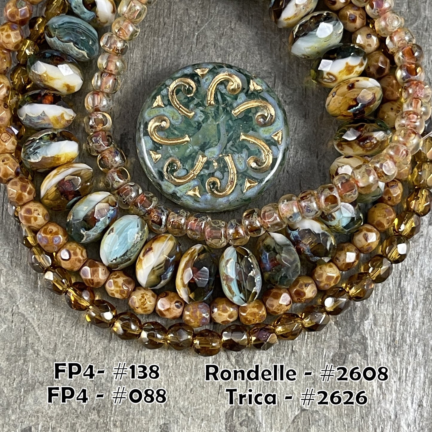 Czech Glass Beads - 23mm Sun Wheel Coin, Transparent Aqua Picasso with Gold Wash (C23/RJ-4779) *