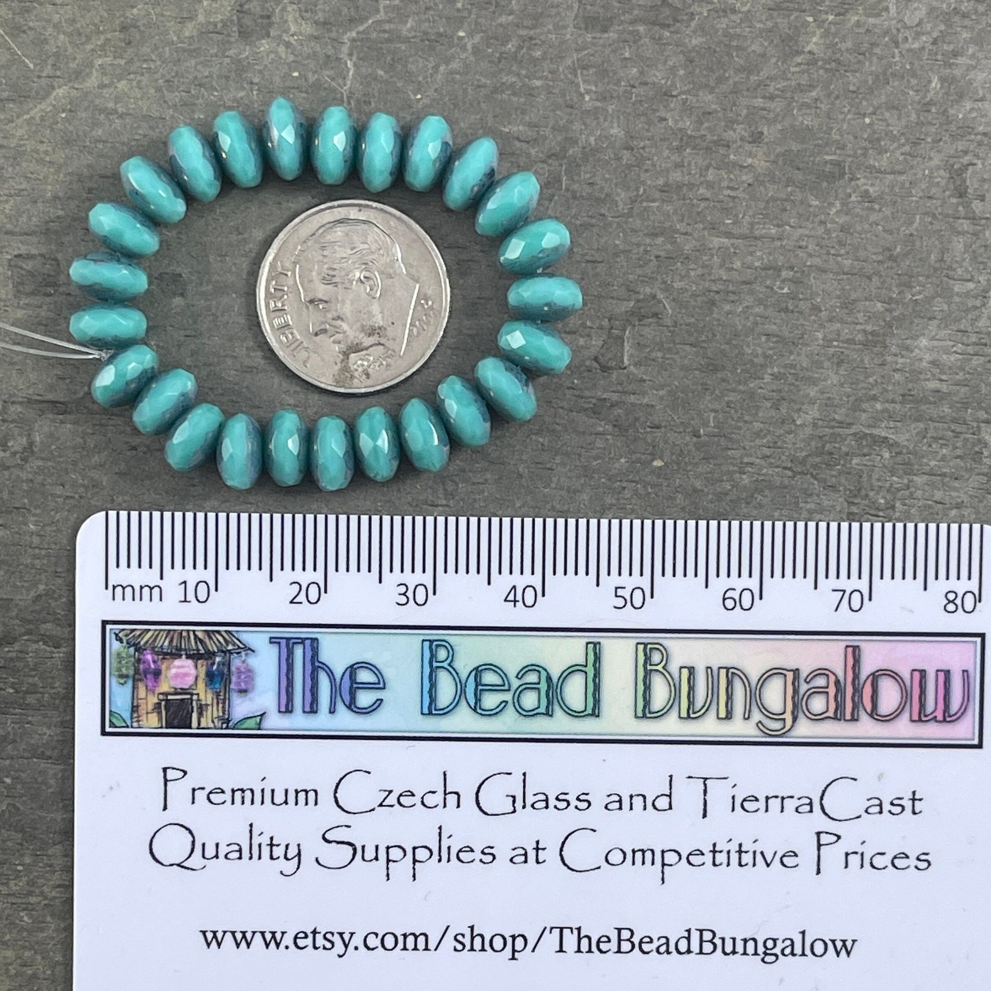 Czech Glass Beads - 7x5mm Turquoise Silk Faceted Rondelle, Turquoise Blue with Bronze Picasso (R7/RJ-2755) * Qty. 25