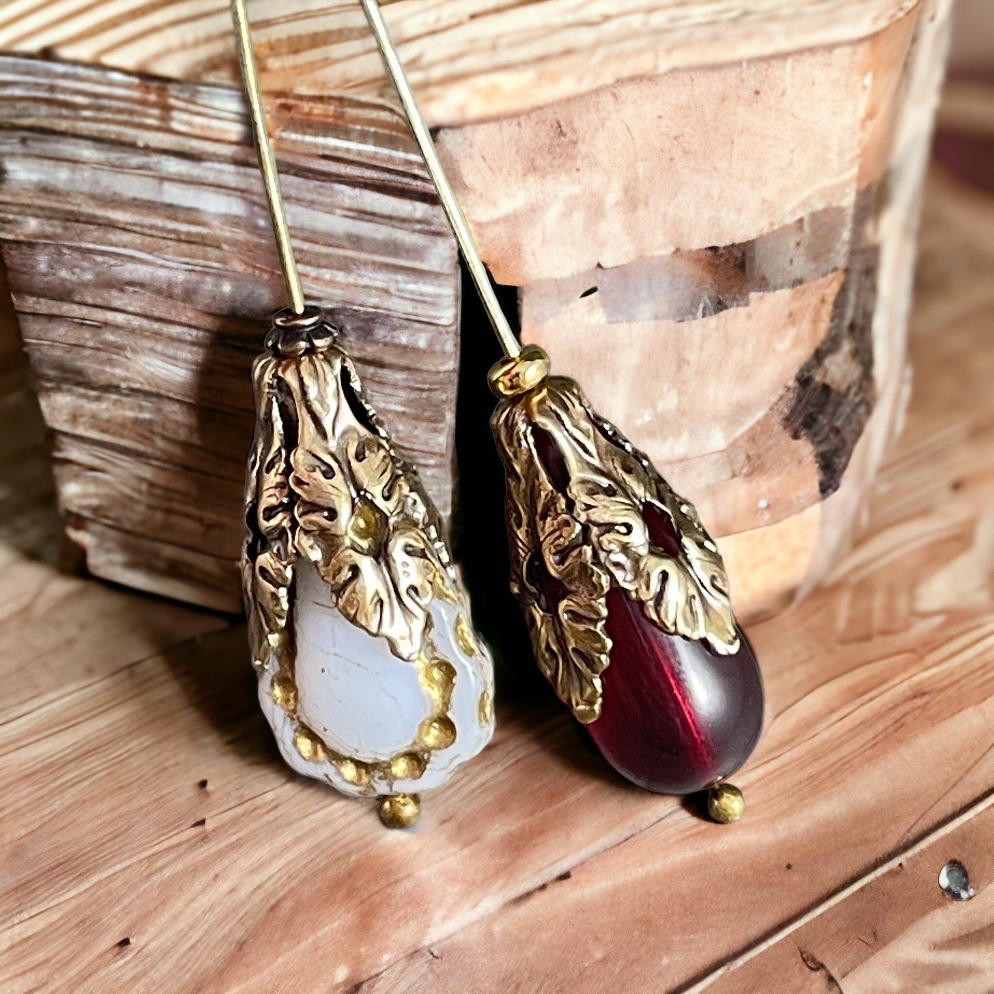 Expandable Oxidized Brass Leaf Design Bead Caps, Ornate Victorian Cone Shaped Bead Caps (W265) * Qty. 4
