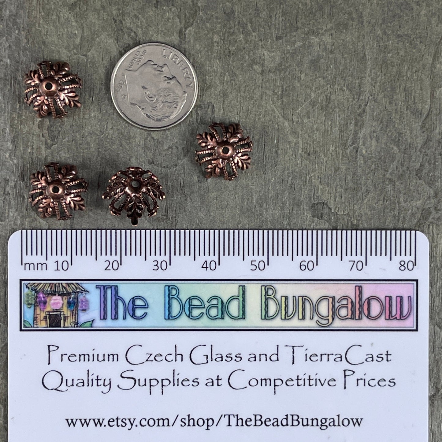 12mm Antiqued Copper Floral Filigree Bead Caps ~ Ornate Victorian Bead Caps ~ Copper Filigree Bead Caps (VJS/X150) * Qty. 4