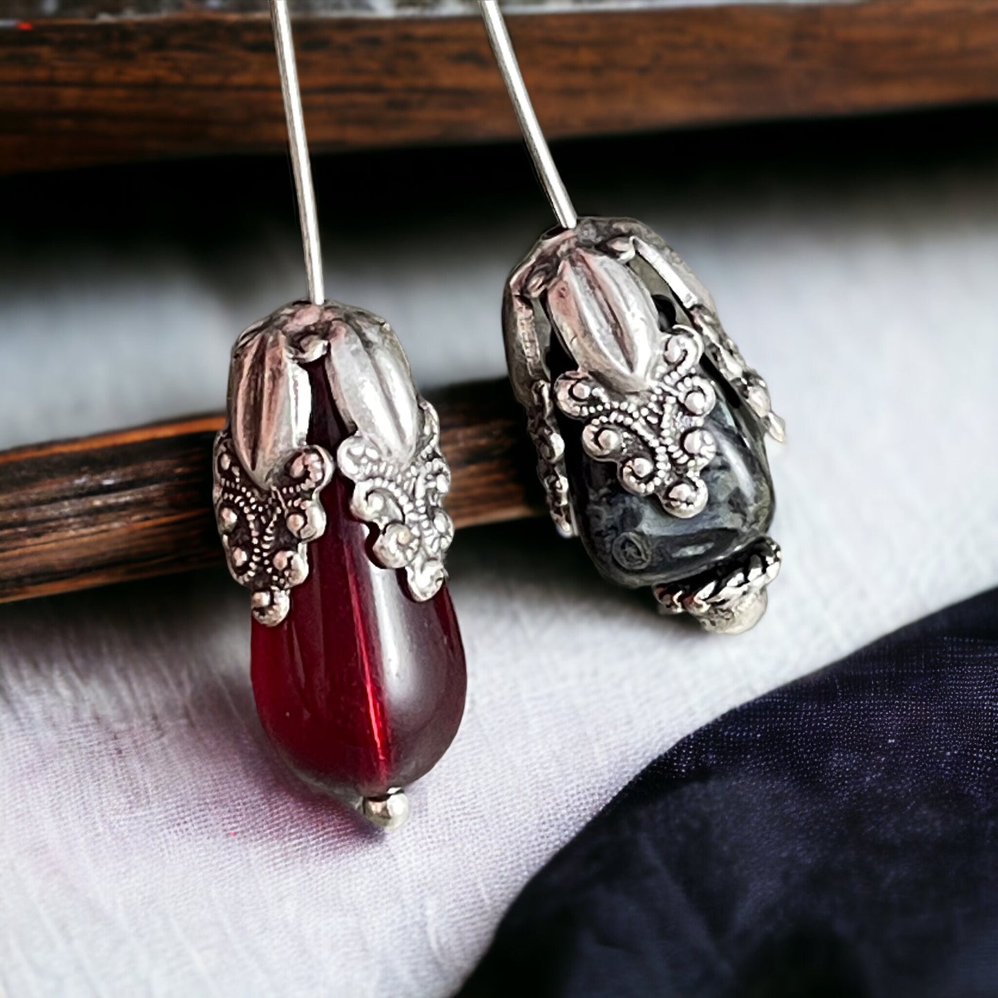 Victorian Style 12mm Antiqued Silver Bead Cap, Dramatic Tall Bead Caps, Ornate Oxidized Silver Bead Caps (VJS/A905) * Qty. 4