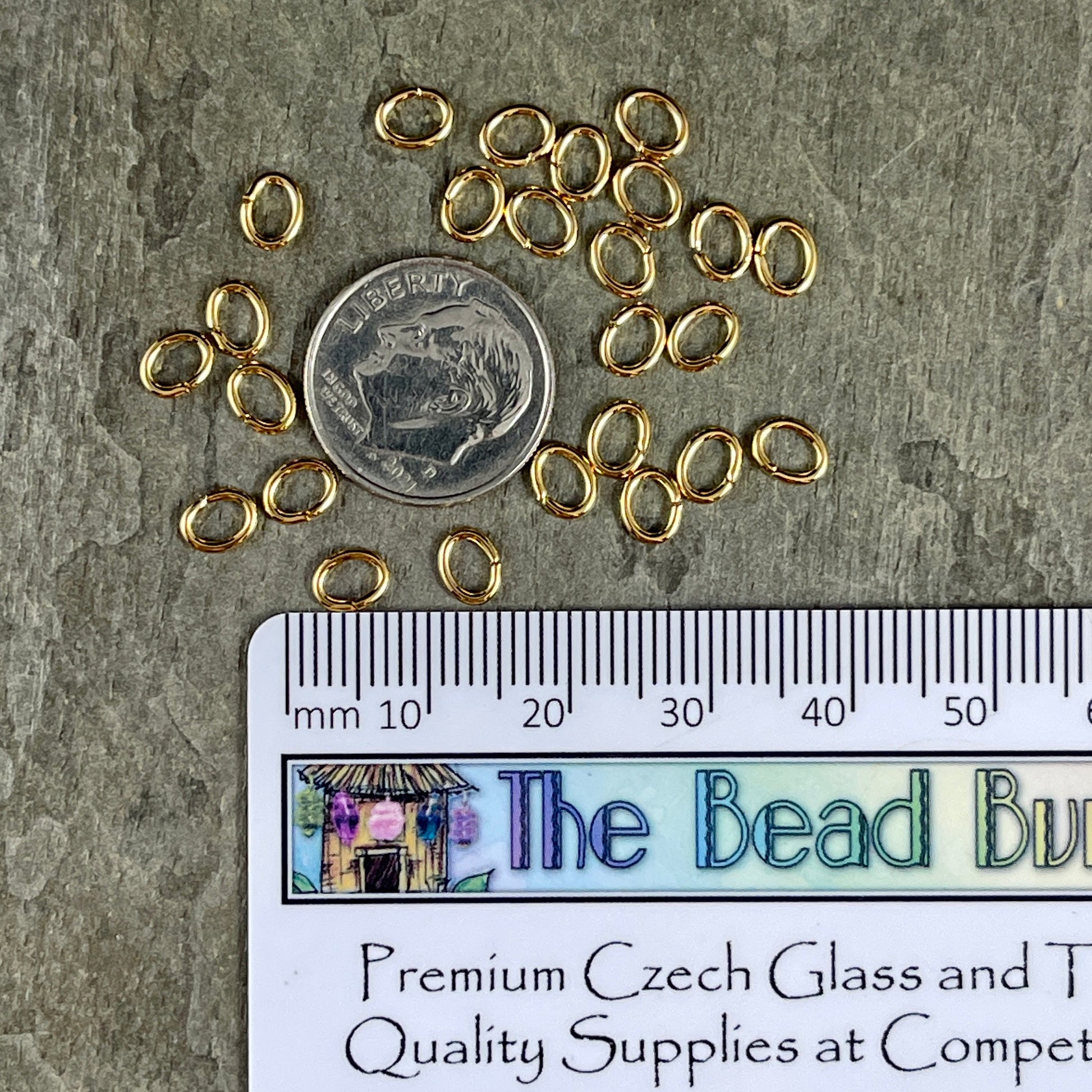 Gold 6x4mm Oval Jump Rings, 18g Jump Rings, Gold Plated Brass, Open Jump Rings (FMG/5048) * Qty. 100