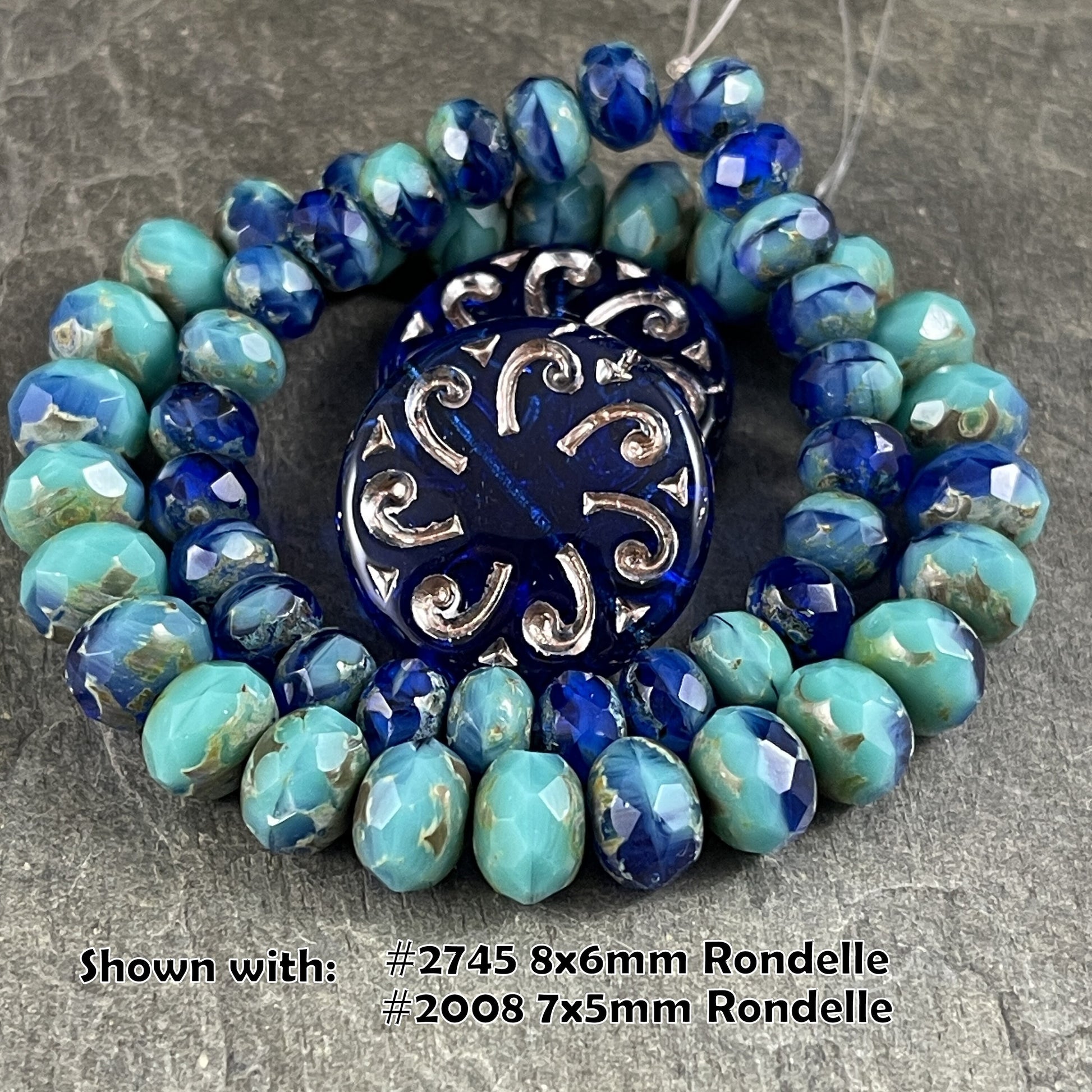Czech Glass Beads - 23mm Sun Coin, Transparent Cobalt Blue with Platinum Wash (C23/RJ-4785) *