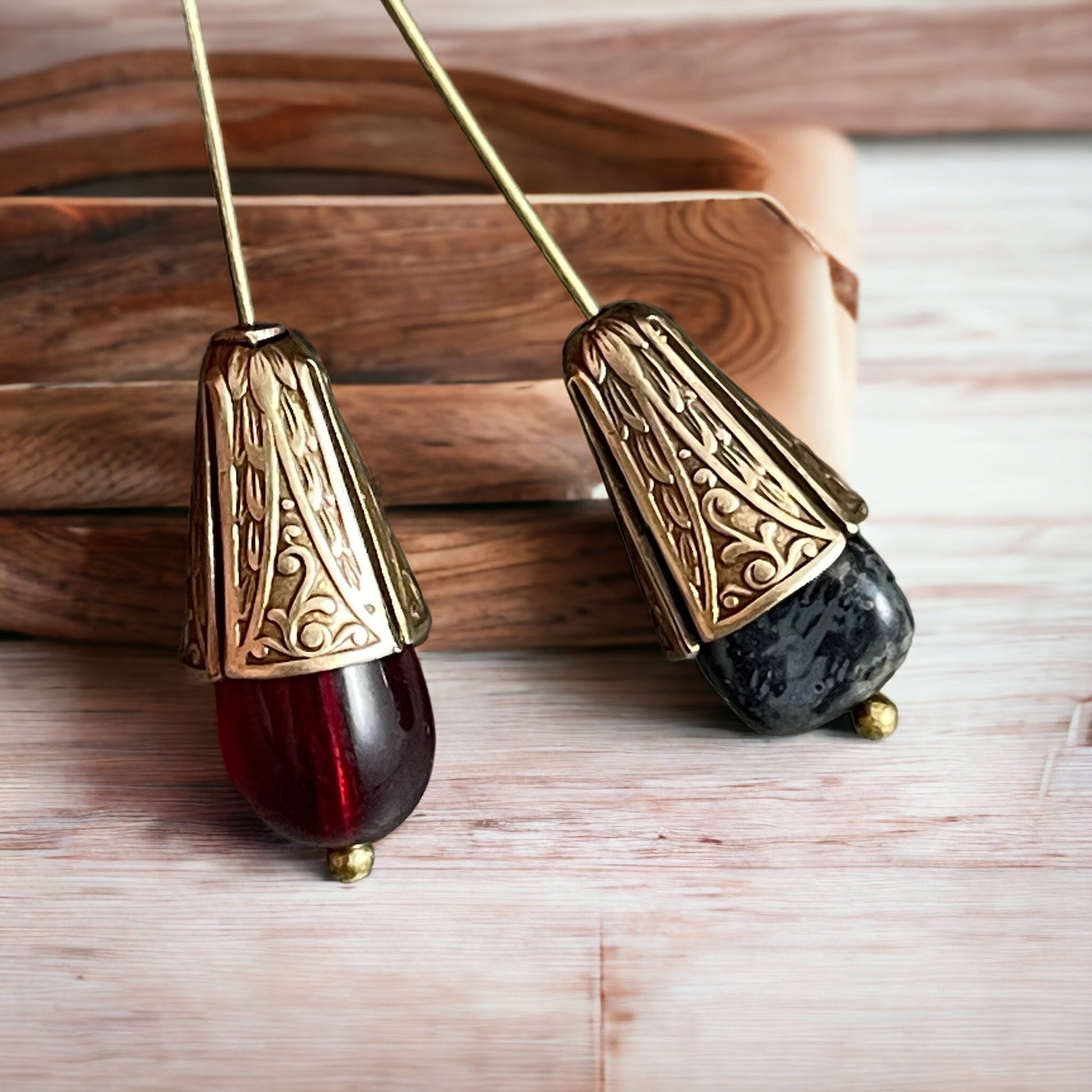 10mm Oxidized Brass, Square-"ish", Ornate Cone Style Bead Caps (BB58A)