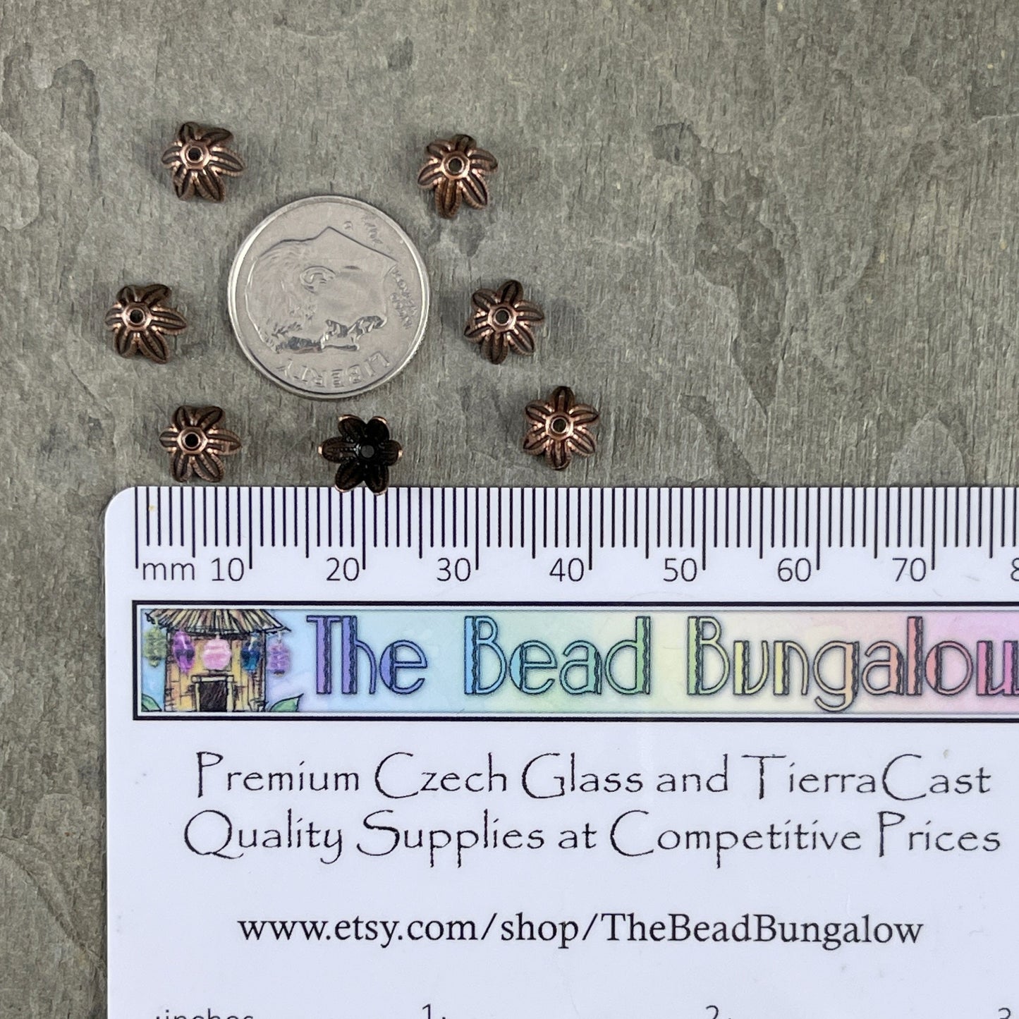 Antiqued Copper Bead Caps, 8mm Copper Cone Shaped, Petal Bead Caps (VJS-M53) * Qty. 8