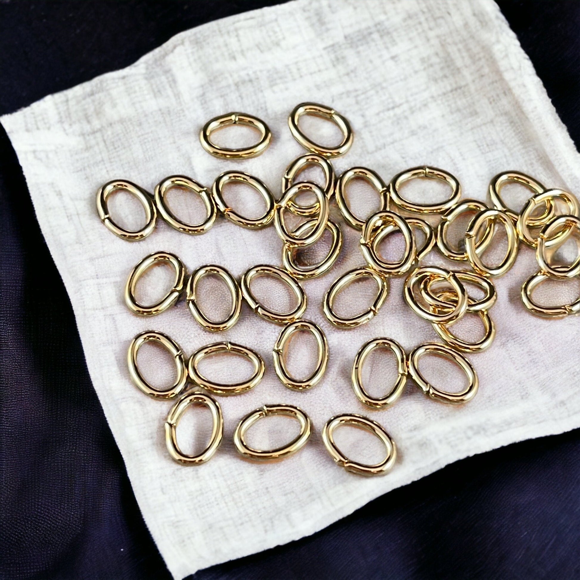 7x5mm Gold Jump Rings, 18g Oval Gold Plated Brass Open Jump Rings (5156) * Qty. 100
