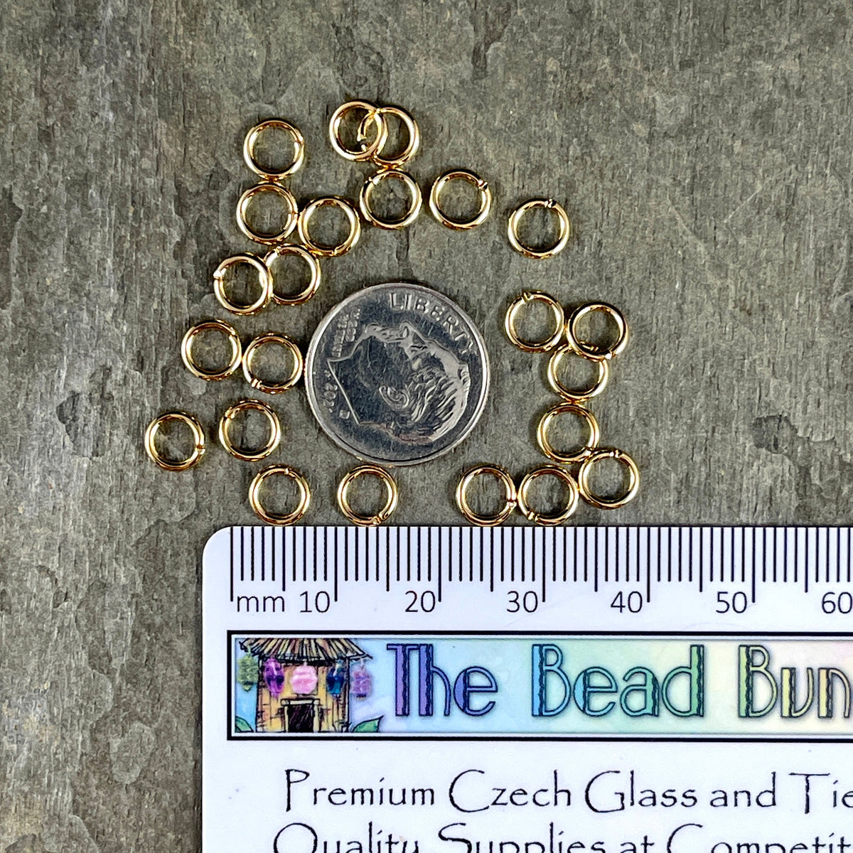 6mm Round Jump Rings, 18g Open, Gold Plated Brass (FMG/4858) * Qty. 100