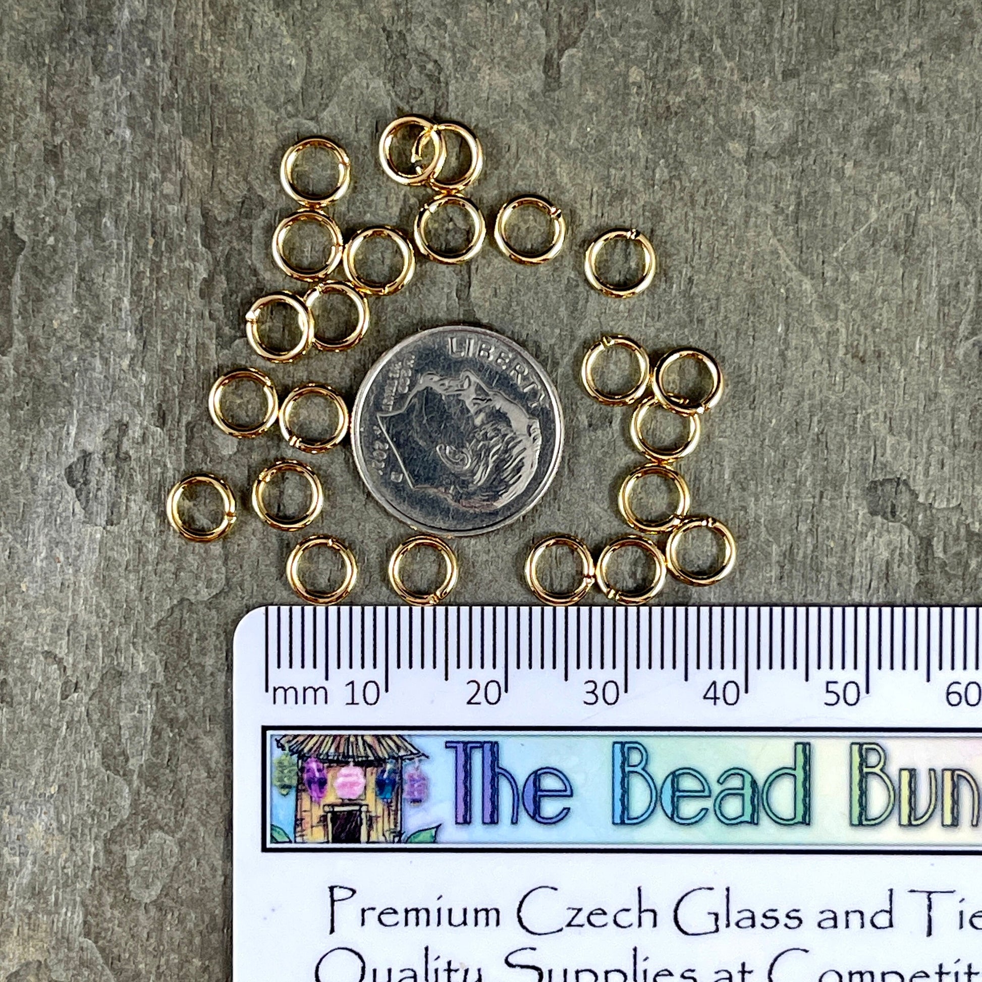 6mm Round Jump Rings, 18g Open, Gold Plated Brass (FMG/4858) * Qty: 100