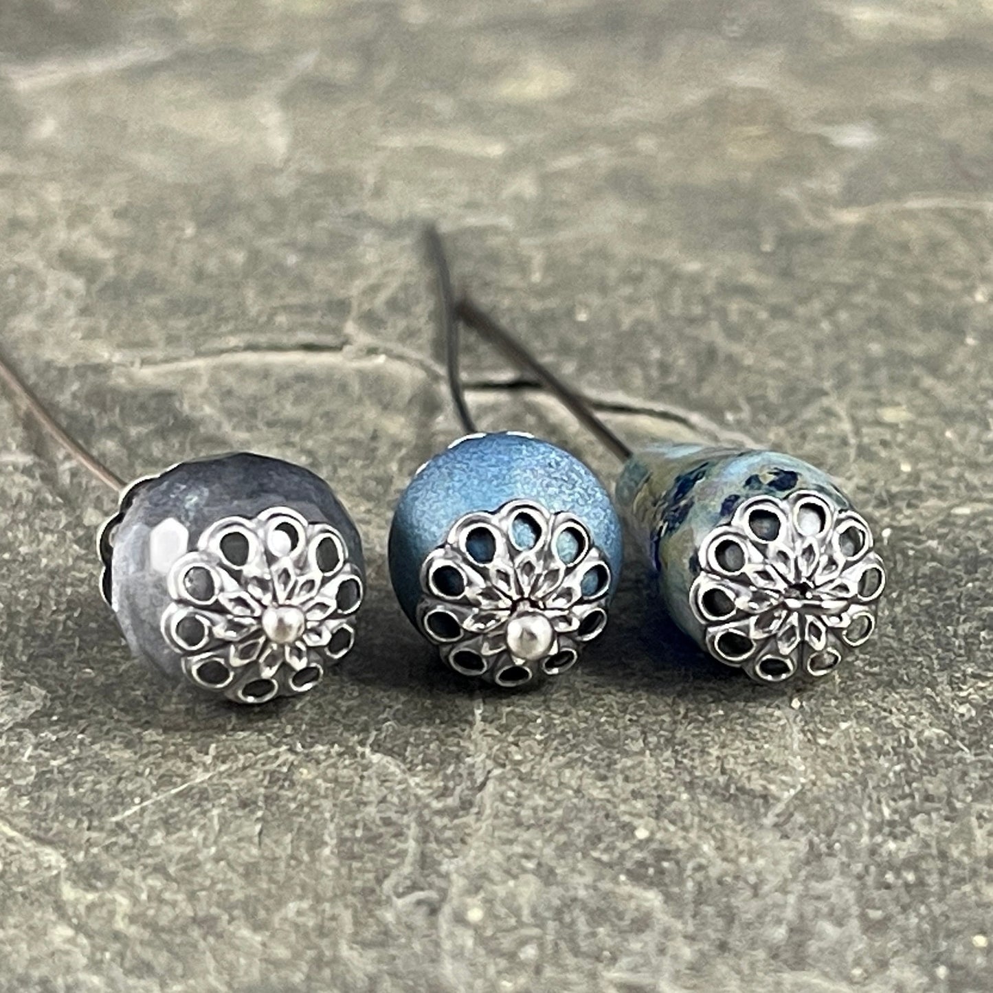8mm Silver Bead Caps Filigree Bead Caps Low Profile Lacy Bead Caps Antiqued Silver Plated Brass Bead Caps (BC-5634) * Qty. 50