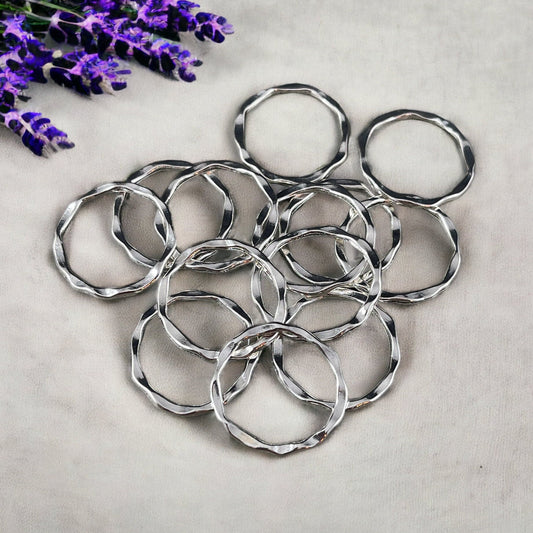 22mm Flat Linking Ring, Silver Plated Circle Connector (A017-AS-LF) * Qty. 30