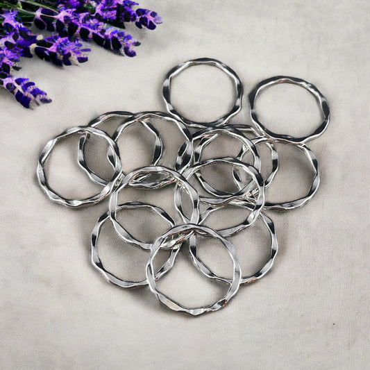22mm Flat Linking Ring, Silver Plated Circle Connector (A017-AS-LF) * Qty. 30