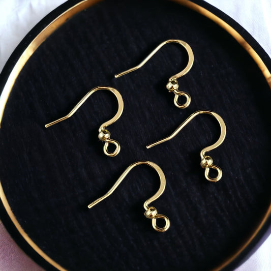 Stainless Steel Hypoallergenic Gold Ear Wires, 16mm French Hook with Ball (F227-25G) * Qty. 24