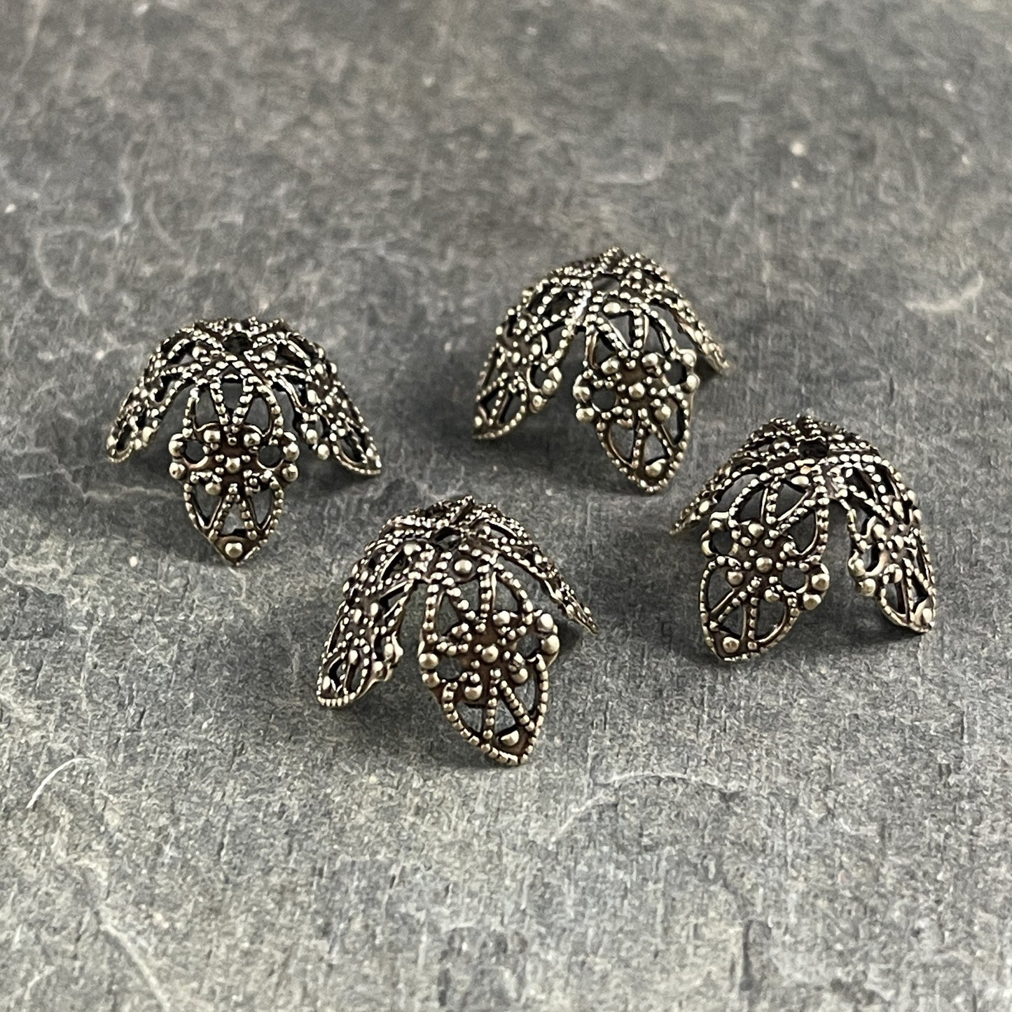 10mm Filigree Bronze Bead Caps Bendable Antiqued Brass Bead Caps (VJS-BB32X) * Qty. 4