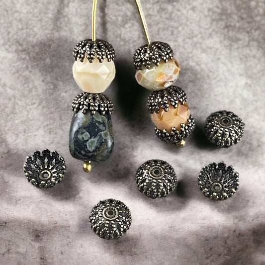 8mm Filigree Bead Caps, Antiqued Brass (BC-5609) * Qty. 20